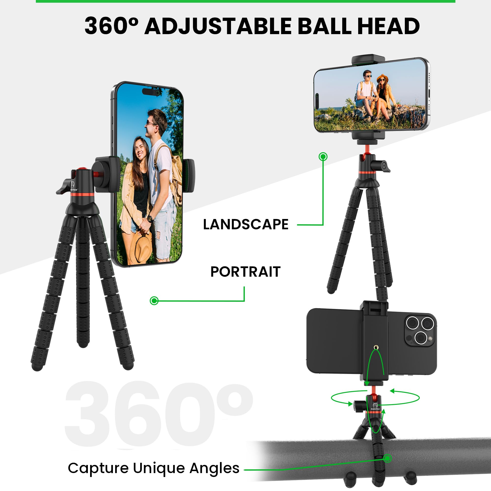 TriFlex Mini Tripod for iPhone & Android - Compact Flexible Phone Stand with Remote & GoPro Adapter - Portable Smartphone Tripod for Vlogging, Travel & Photography