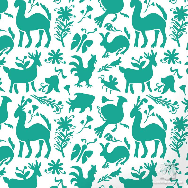 Authentic Otomi Folk Art Stencil - Handmade Mexican Embroidery Design for DIY Crafts, Home Decor & Wall Art Projects