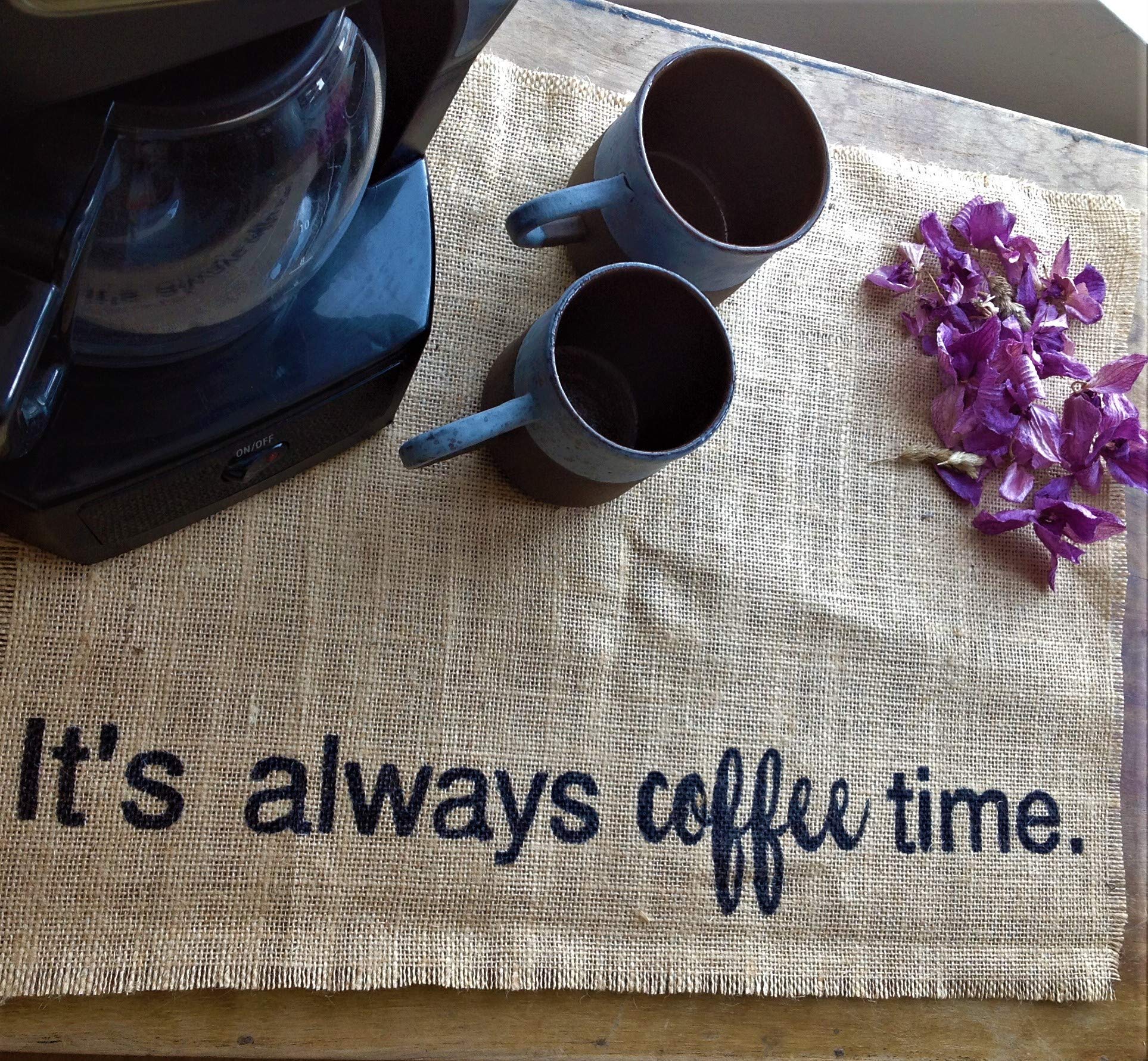 Rustic Burlap Coffee Mat for Keurig - Farmhouse Decor for Coffee Station & Gifts