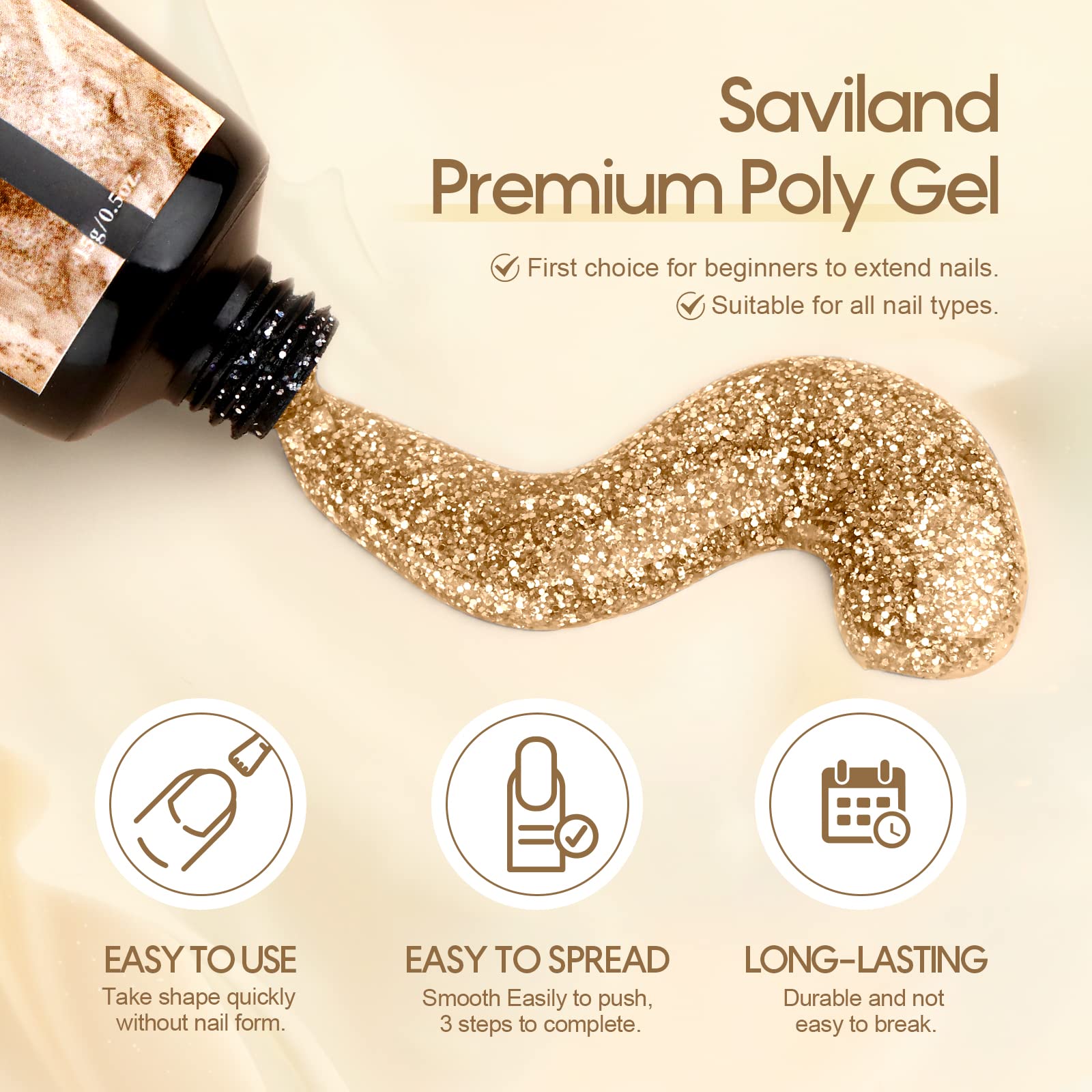Saviland 7 Colors Poly Nail Gel Kit - Glitter Red & Nude Builder Gel for Nail Extensions | Professional & Starter Poly Gel Nail Enhancement Manicure Set | Perfect for Salon, Home Use & DIY Nail Art
