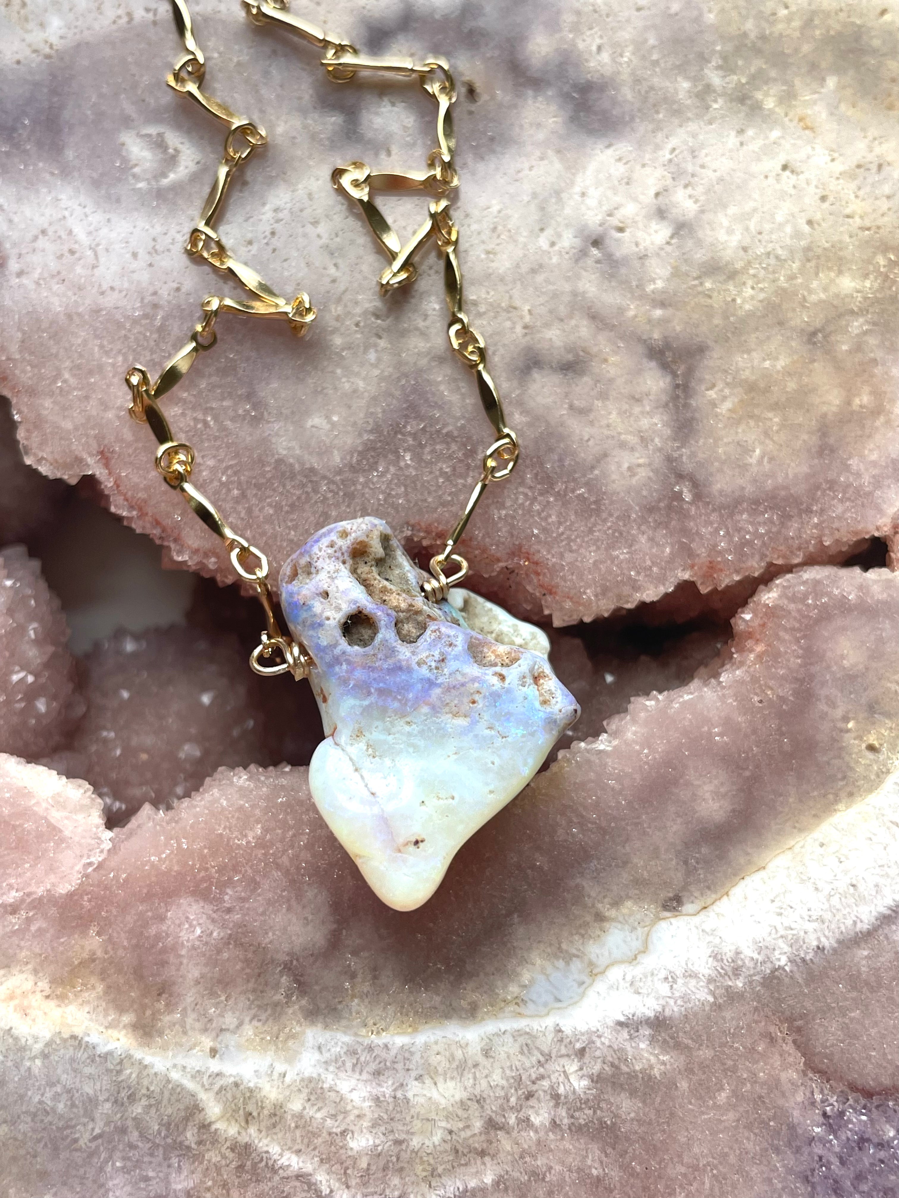 Genuine Australian Opal Necklace - Natural Raw Opal Jewelry for Women - Perfect for Weddings, Parties & Special Occasions