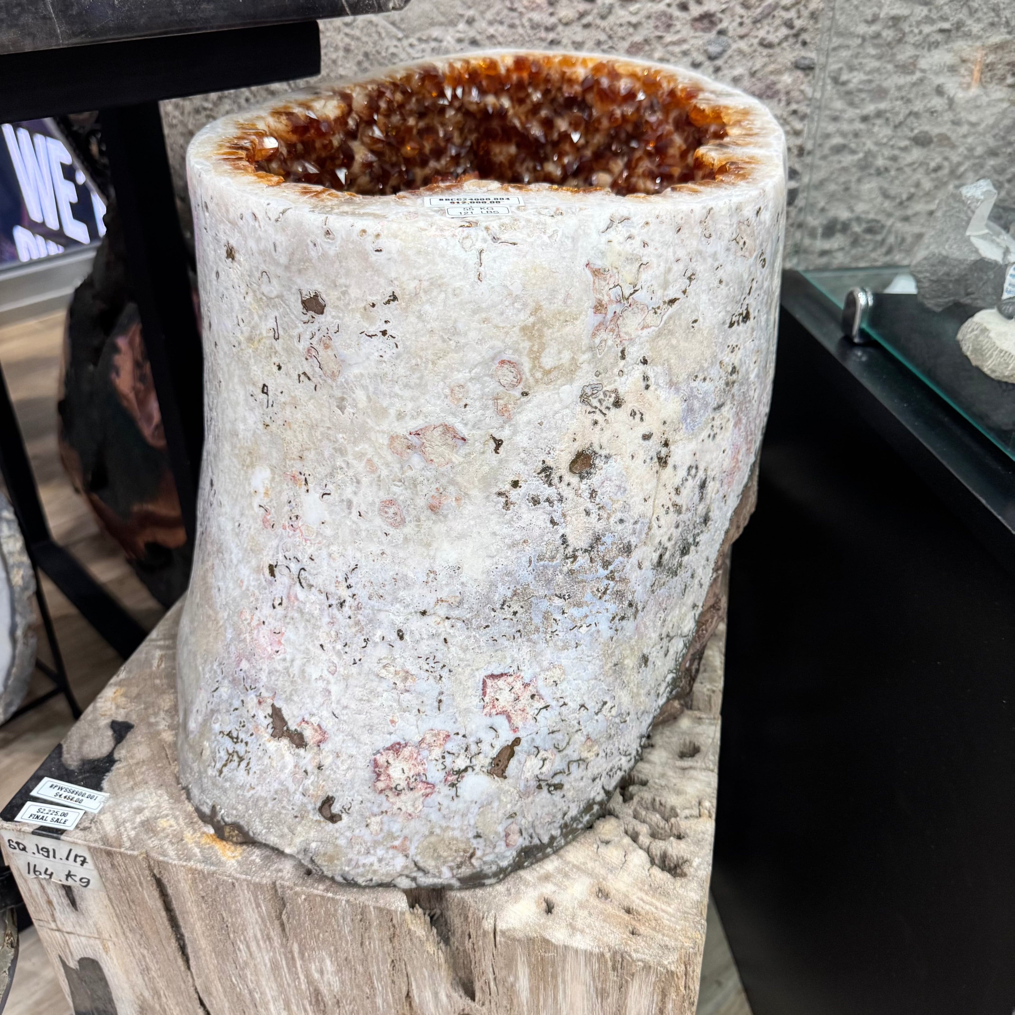Natural Citrine Geode from Brazil - 26 lbs Large Healing Crystal for Home Decor, Meditation & Positive Energy