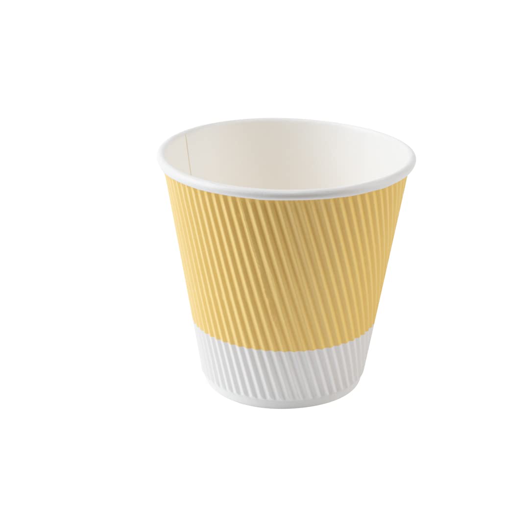 Restaurantware 8oz Insulated Coffee Cups with Lids - 400 Pack Leakproof Ripple Wall Hot Paper Cups | Eco-Friendly Disposable Cups for Coffee, Tea, Hot Chocolate & Lattes | Perfect for Cafes, Offices & Home Use