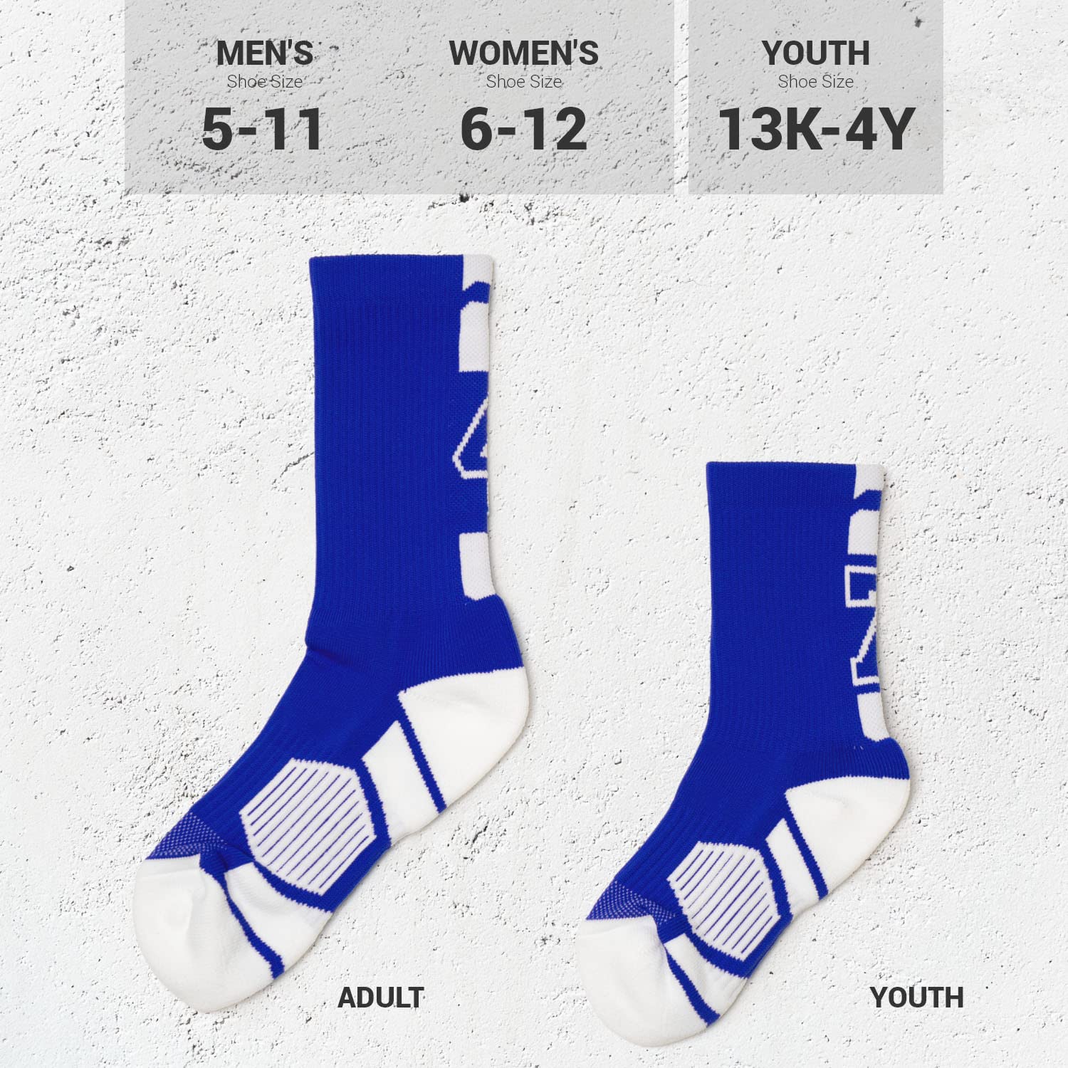 Custom Team Number Crew Socks for Youth & Adults - Athletic Sports Socks in Blue | Personalized with Your Chosen Number | Perfect for Basketball, Soccer & Team Sports