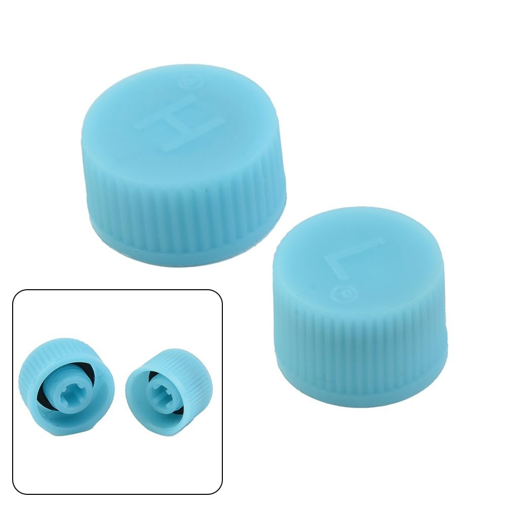 2Pcs Blue R134a AC Valve Caps - Leakproof High & Low Pressure Replacement Caps for Car Air Conditioning System | Automotive AC Charging Port Protection | Perfect for DIY Car Maintenance & AC Service