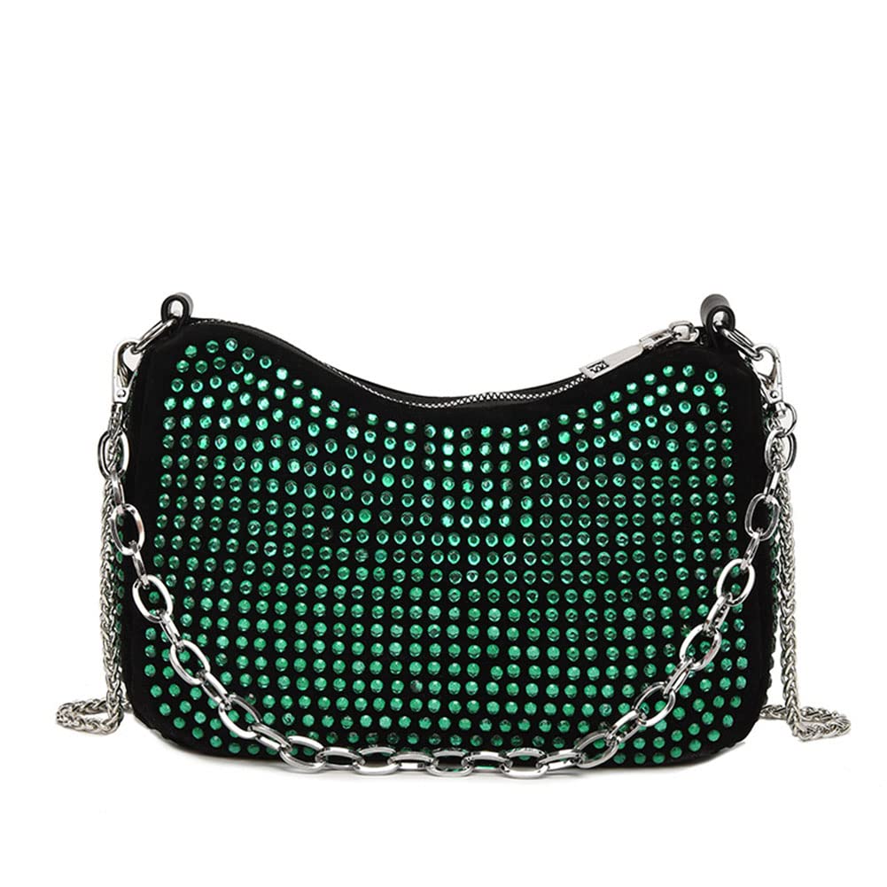 Women's Rhinestone Clutch Bag - Elegant Top Handle & Crossbody Purse with Diamond Accents for Evening Parties, Weddings & Special Events