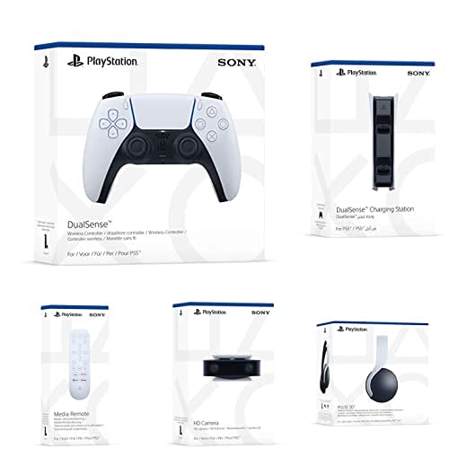 PlayStation 5 Bundle - DualSense Wireless Controller, Charging Station, Pulse 3D Headset, HD Camera & Media Remote | Ultimate PS5 Gaming Setup for Immersive 4K Gaming & Streaming Experience