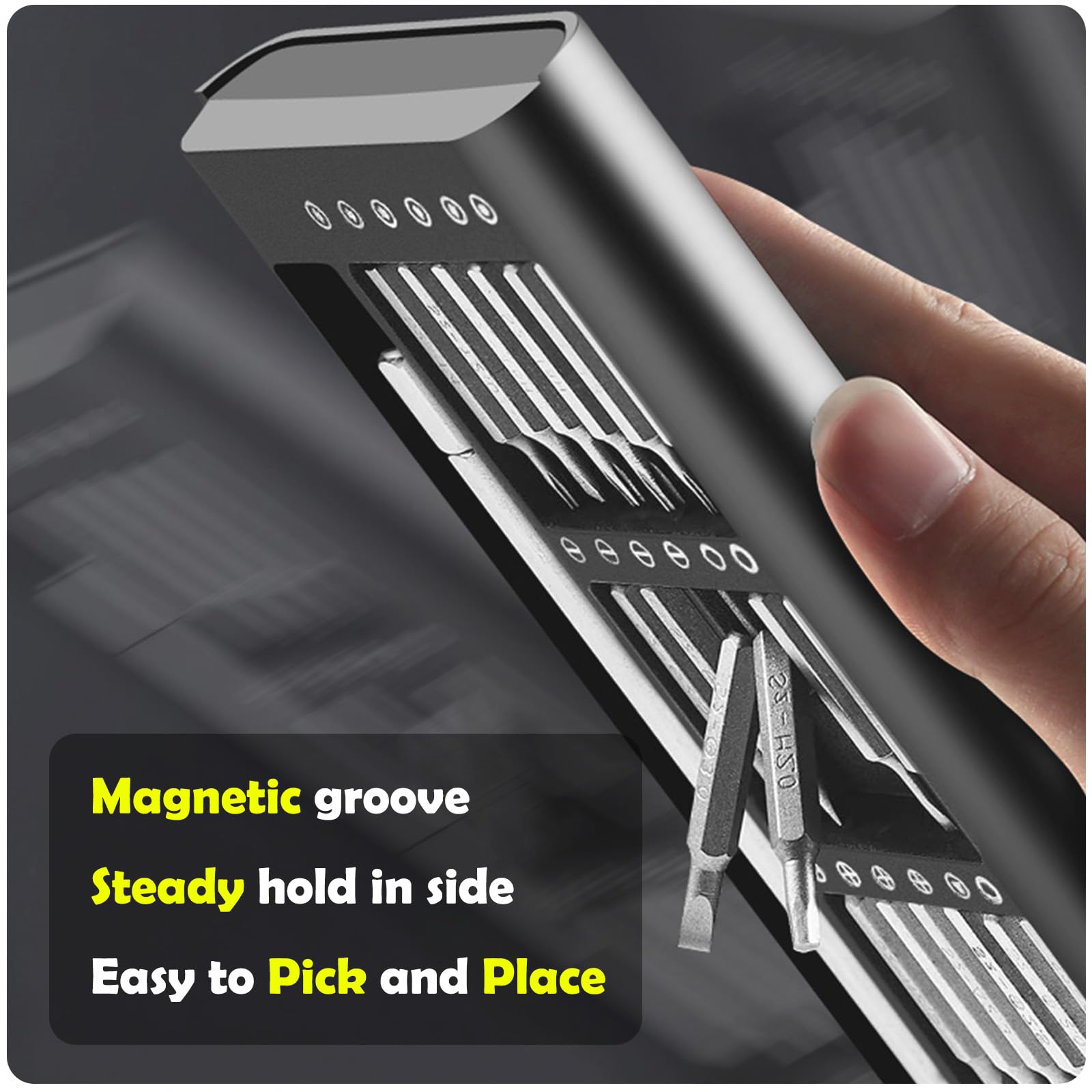 27 in 1 Magnetic Precision Screwdriver Set with S2 Steel Bits & Tweezers - Professional Mini Repair Tool Kit for Laptop, Phone, PC, Glasses, Watch & Electronics - Perfect for DIY Repairs & Small Device Maintenance