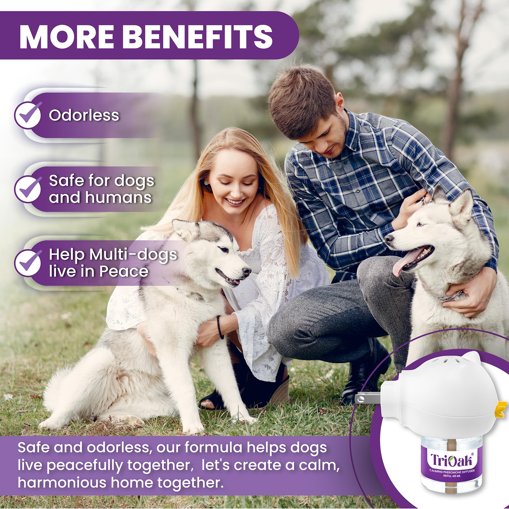 Dog Calming Pheromone Diffuser - Advanced Anxiety Relief for Dogs with Appeasing Pheromones - 2 Pack Purple - Perfect for Travel, Vet Visits & Home Stress Relief
