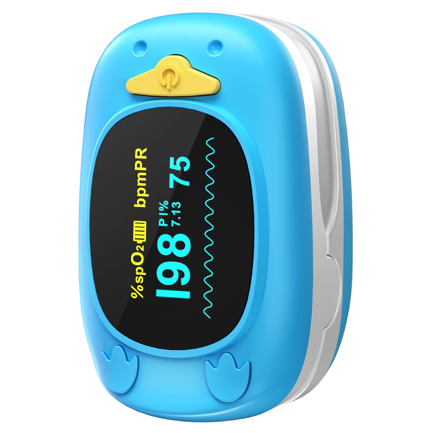 **Kids Fingertip Pulse Oximeter - Portable Blood Oxygen Saturation Monitor for Children with OLED Display & 2 AAA Batteries - Ideal for Home, Travel, and Sports Activities**