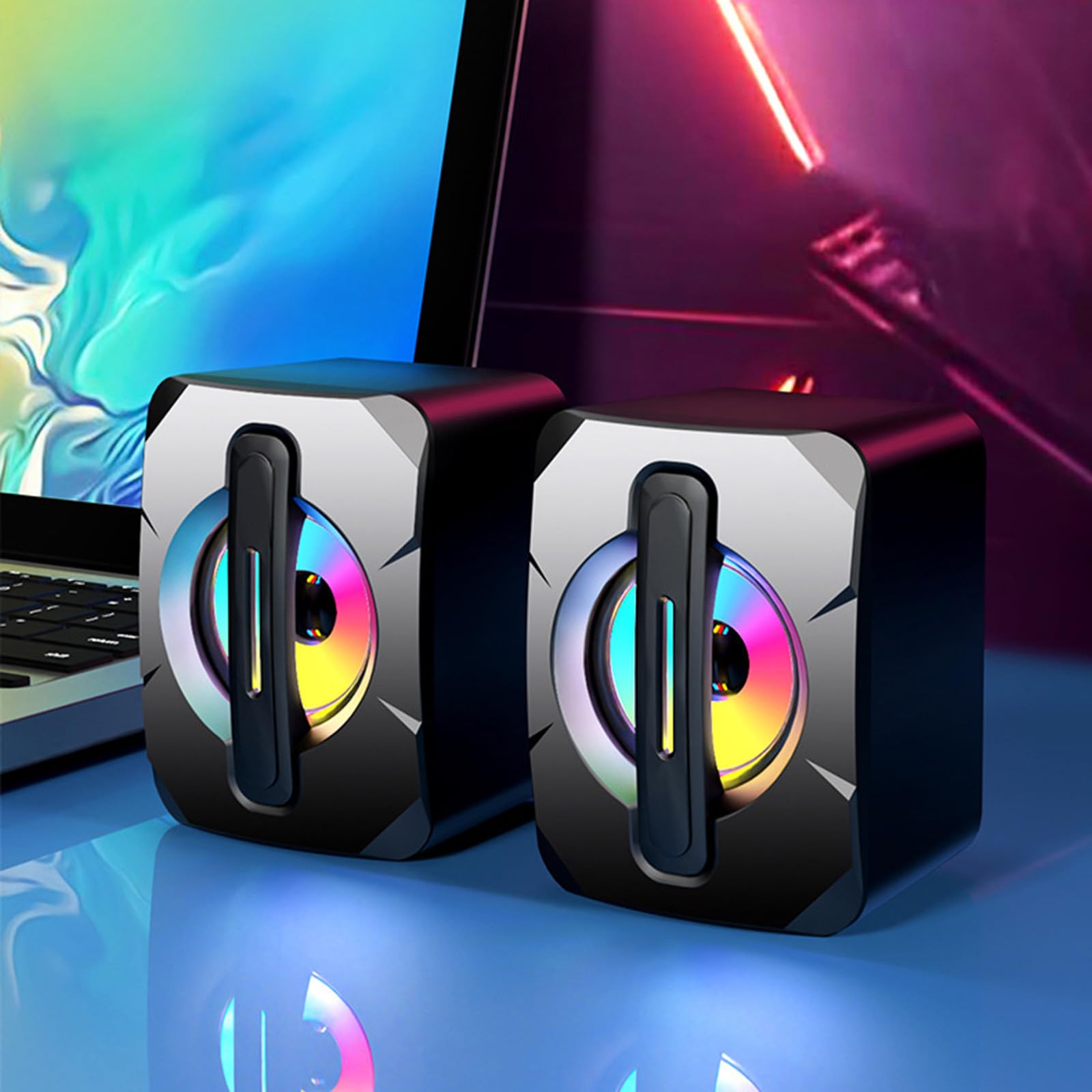 Prime Deals Today Mini USB Computer Speaker - Hifi Stereo Sound, Subwoofer, 2 Pcs Set for Mobile Phone, Laptop, Desktop - Perfect for Home Office, Gaming, and Multimedia Use