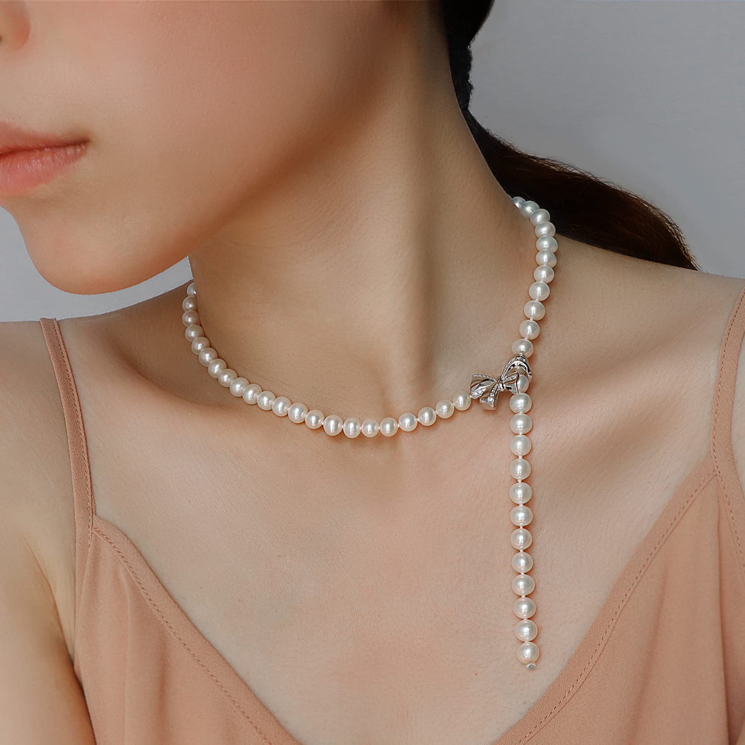 6.5mm AAA Grade White Freshwater Cultured Pearl Necklace for Women - 18