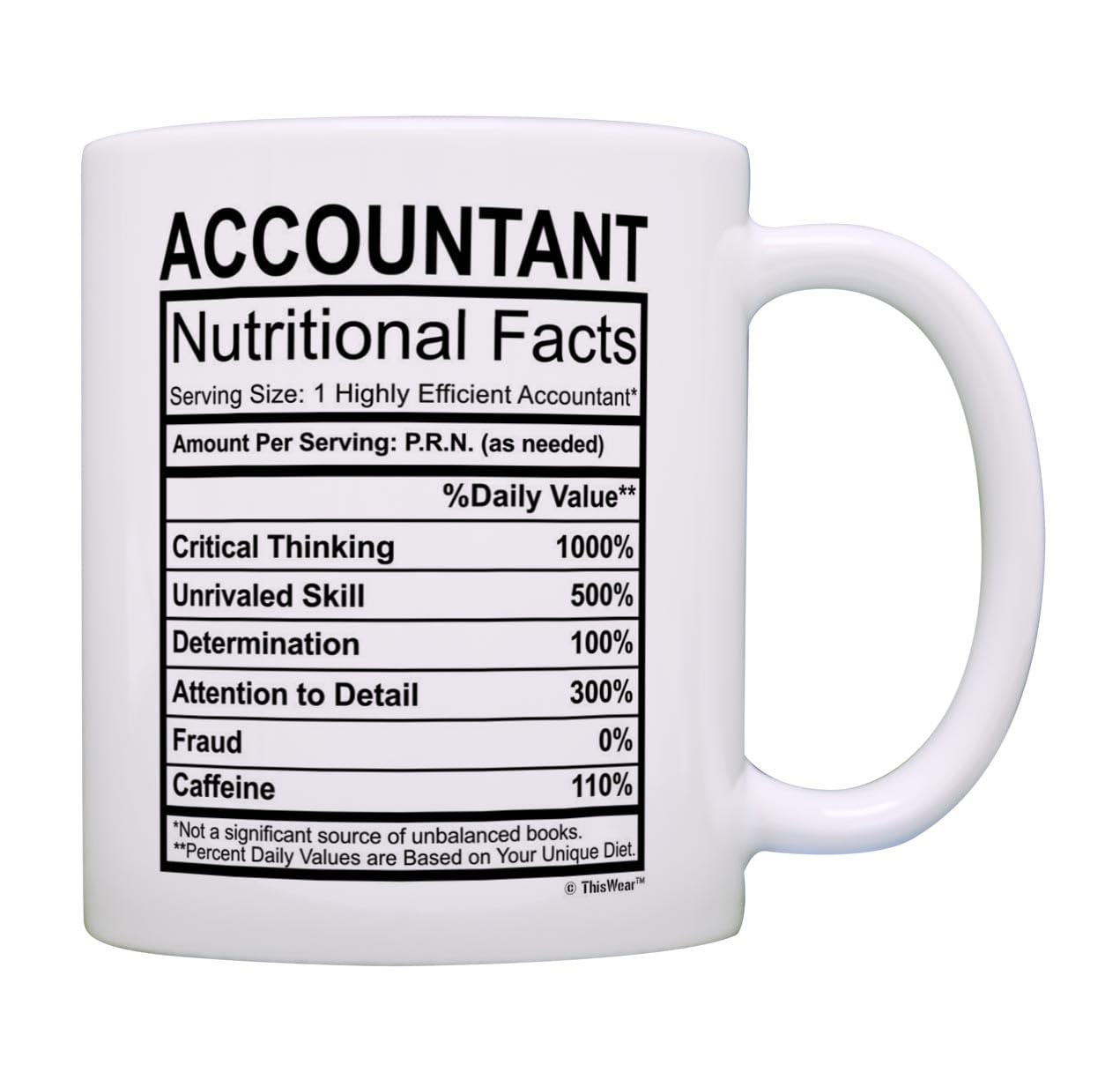 11oz Ceramic Coffee Mug with Handle - Funny Accountant Gift for Women & Men - Perfect for Office, Birthday & Retirement - ThisWear Accounting Gifts
