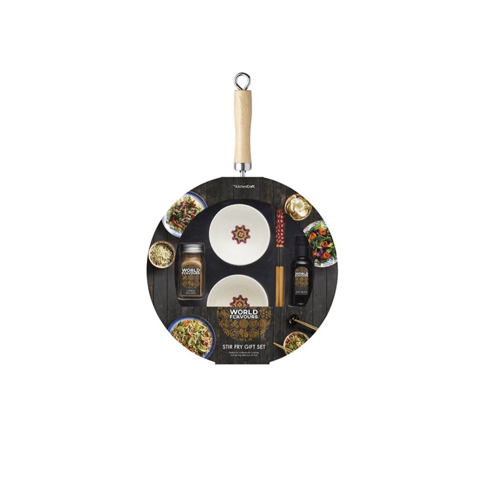 KitchenCraft World of Flavors Stir Fry Gift Set - Premium Cooking Utensils for Asian Cuisine - Perfect for Home Chefs & Stir Fry Enthusiasts