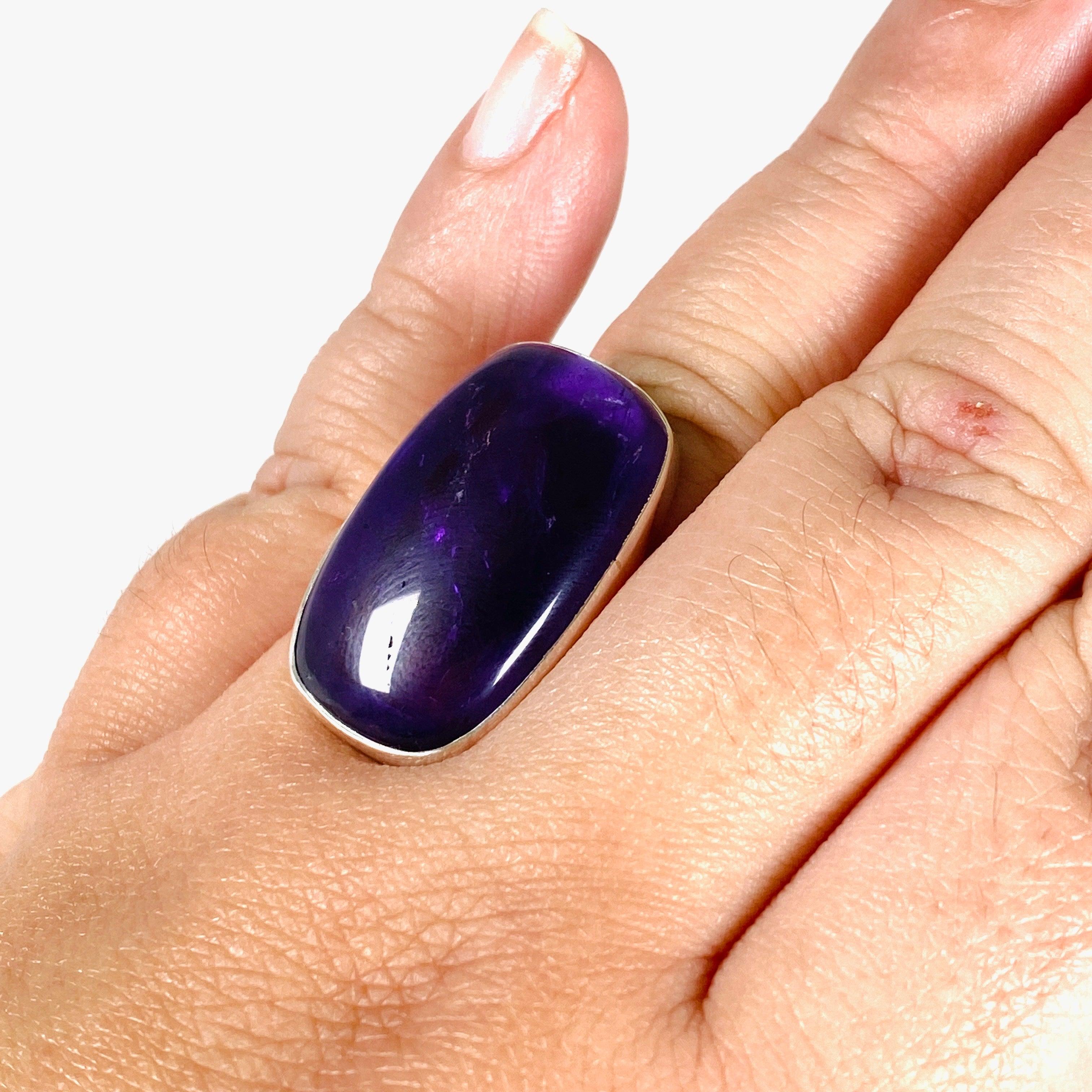 Amethyst Rectangular Ring for Women - Size 11 - KRGJ2949 - Elegant Purple Gemstone Jewelry for Everyday Wear & Special Occasions