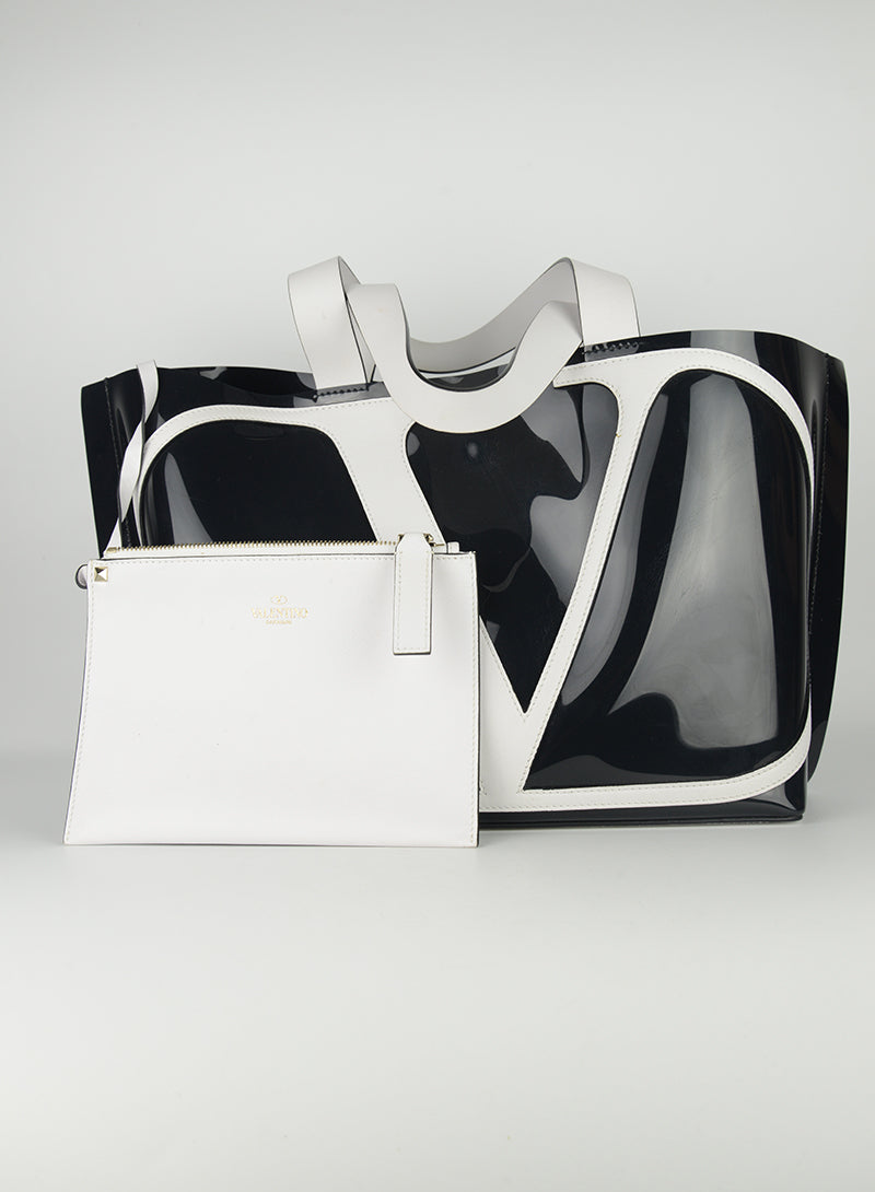 Valentino Black PVC Shopper Bag - Stylish & Durable Tote for Women | Perfect for Work, Travel & Everyday Use