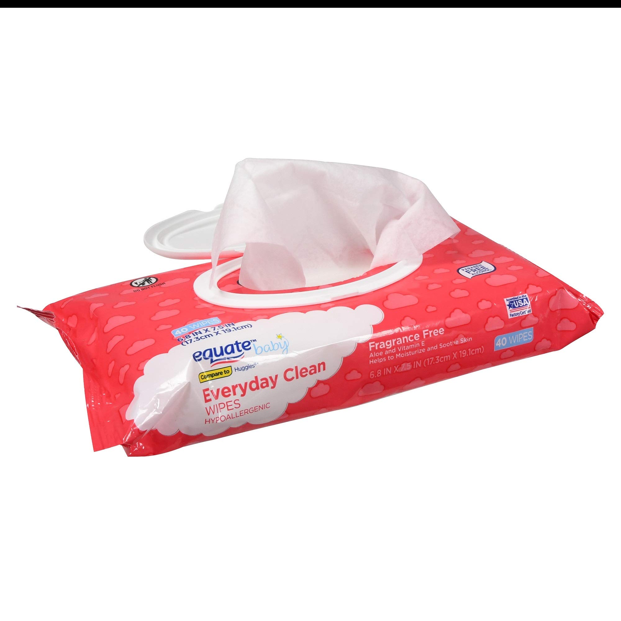 Equate Fragrance-Free Everyday Cleaning Wipes - 40 Count | Gentle & Hypoallergenic for Home, Office & Travel Use