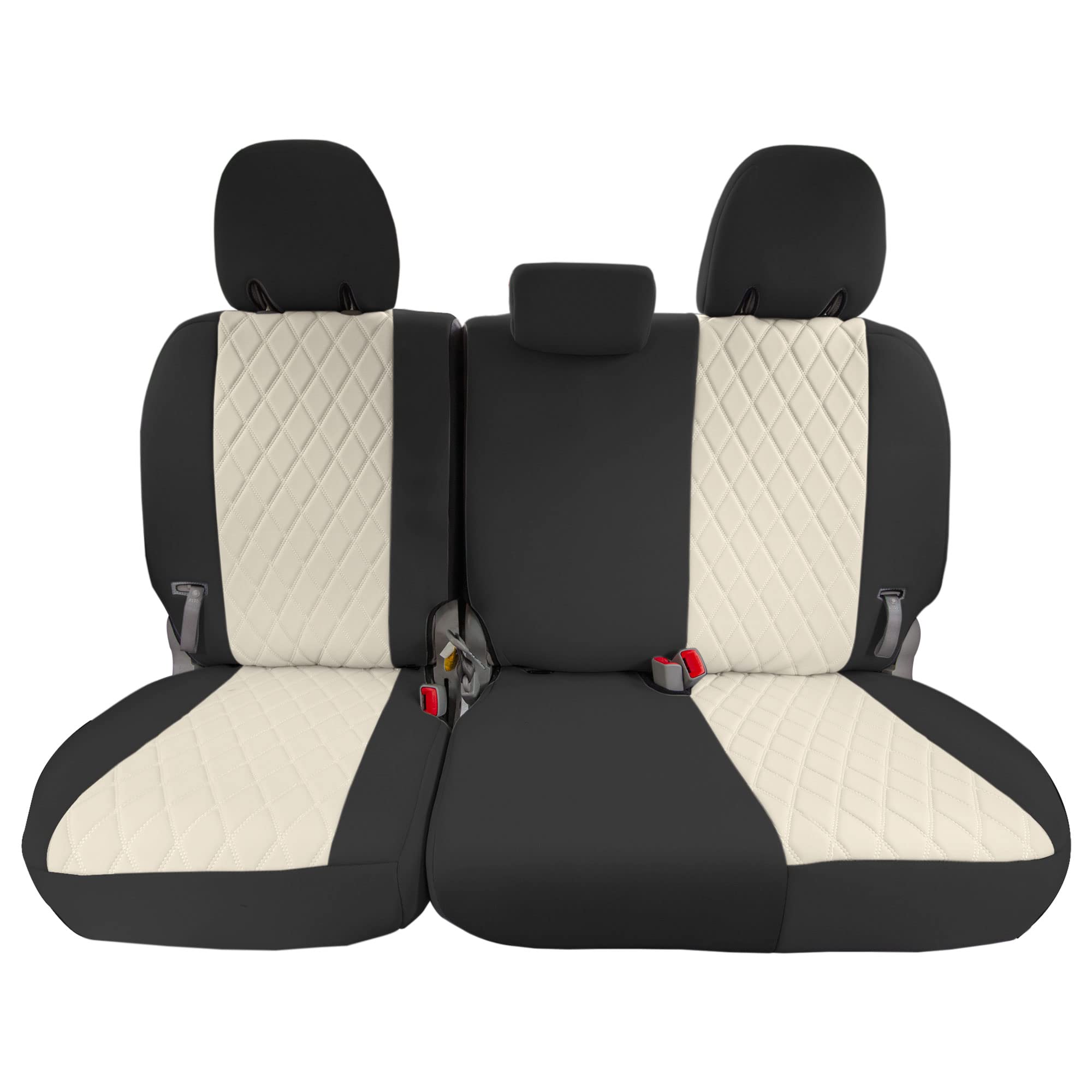 FH Group Custom Fit Neoprene Seat Covers for 2011-2020 Toyota Sienna - Waterproof Neosupreme Automotive Seat Protectors (3rd Row, Beige) | Perfect for Family Road Trips, Spill Protection & Car Interior Upgrade