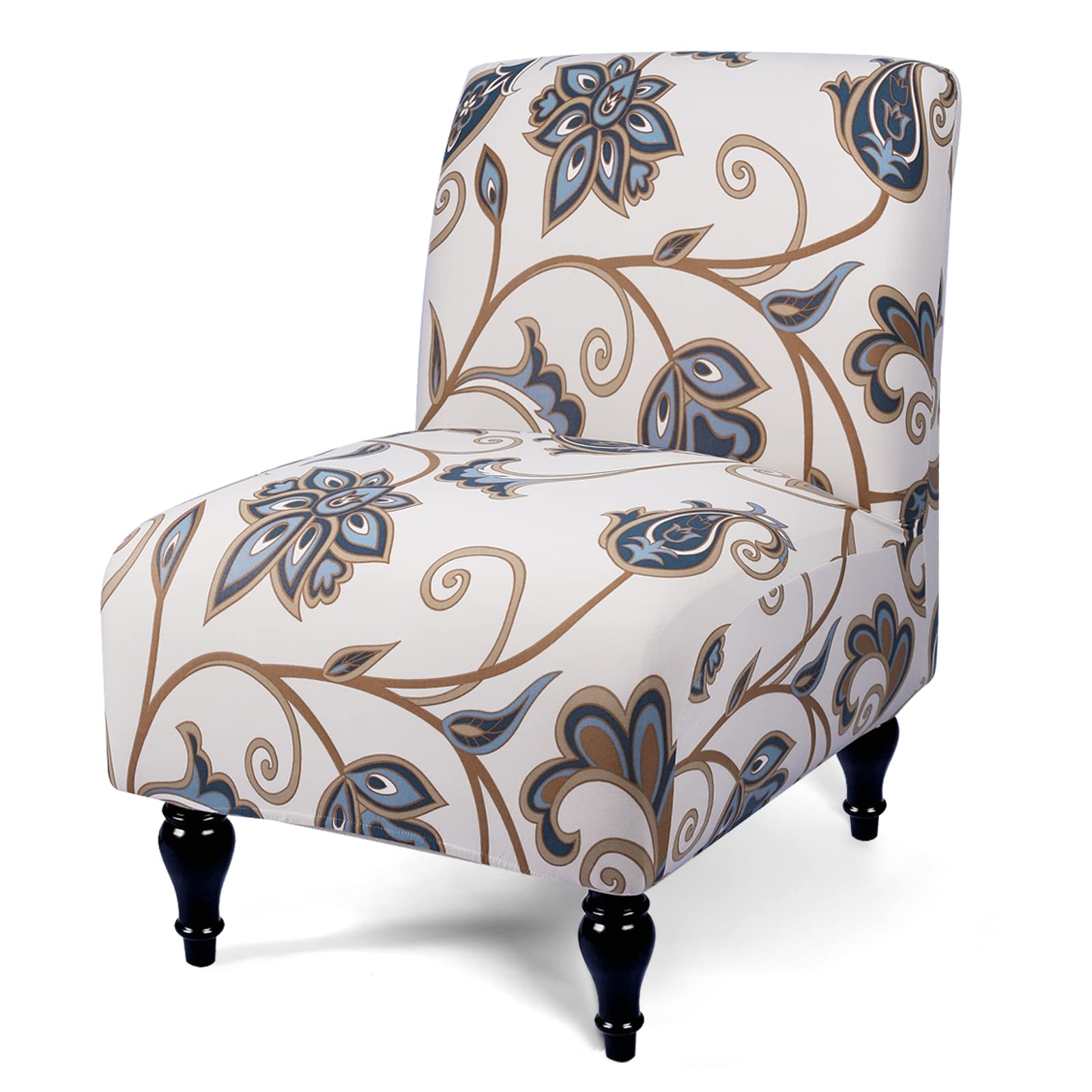 Liykimt Armless Accent Slipper Chair Slipcover - Stretch Spandex Fabric Removable Cover for Armless Chairs - Furniture Protector for Living Room & Dining Room (Beige/Coffee, 1 Pack) - Perfect for Home Decor, Guest Seating & Small Space Furniture