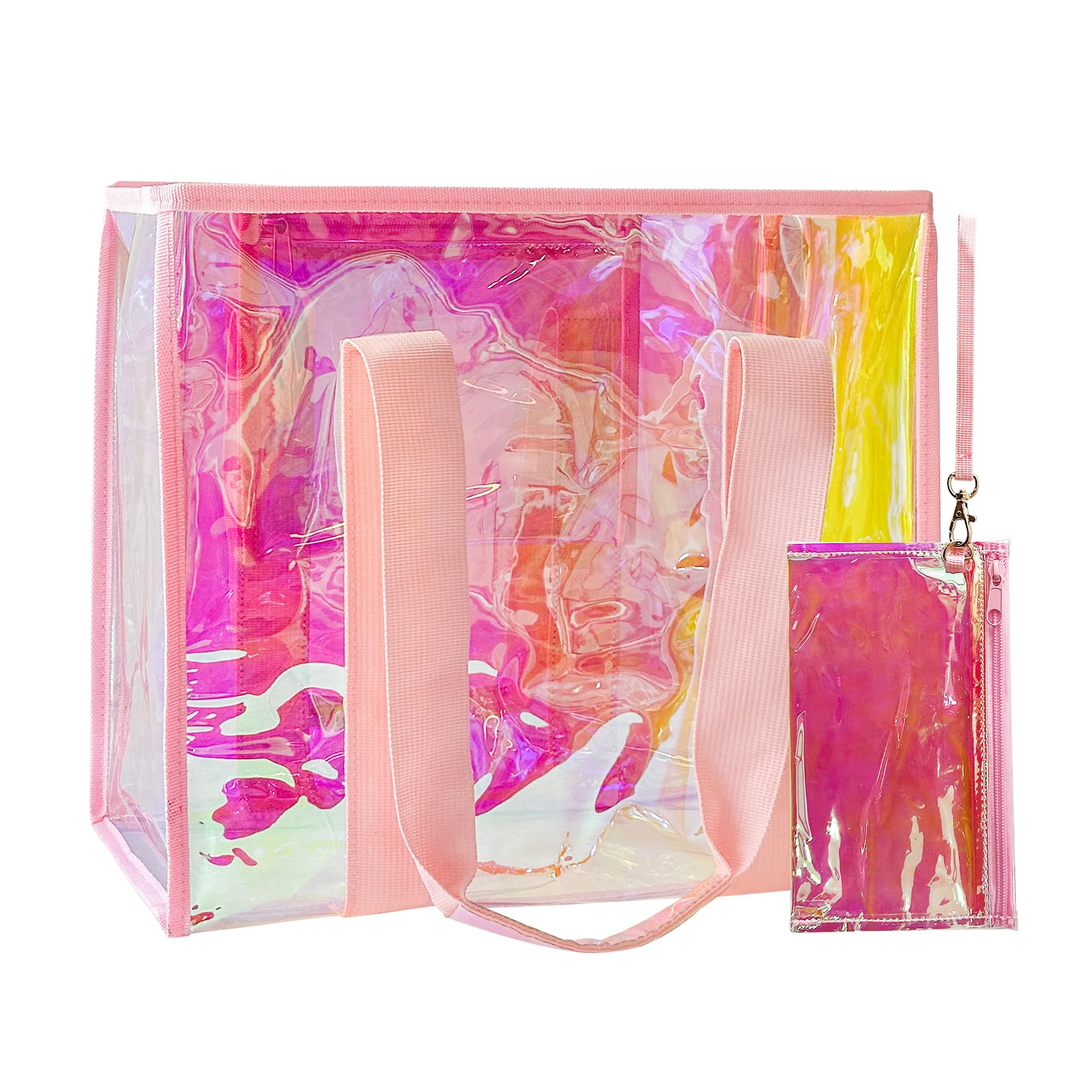 Holographic Clear PVC Tote Bag - Large Travel & Beach Handbag for Women