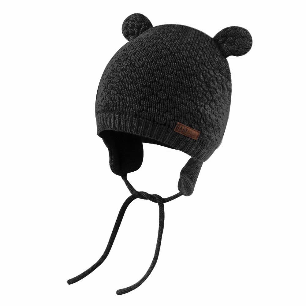 Bamery Baby Infant Earflap Beanie Hat - Warm Crochet Winter Cap for Toddler Boys & Girls - Perfect for Outdoor Play, Snow Days & Holiday Photos