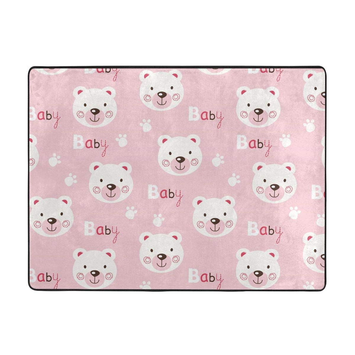 Cute Bears Pattern Area Rug 63x48 Inches - Soft Non-Slip Living Room Rug, Bedroom Carpet, Kids Playroom Floor Mat for Home Decor | Perfect for Nursery, Dorm & Cozy Spaces