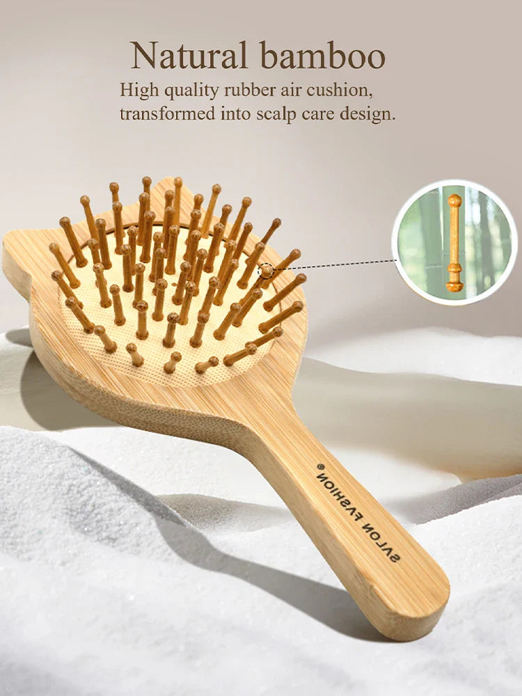 Bamboo Hair Brush for Scalp Massage - Natural Wooden Scalp Massager for Relaxation & Hair Growth - Perfect for Stress Relief & At-Home Spa Treatments