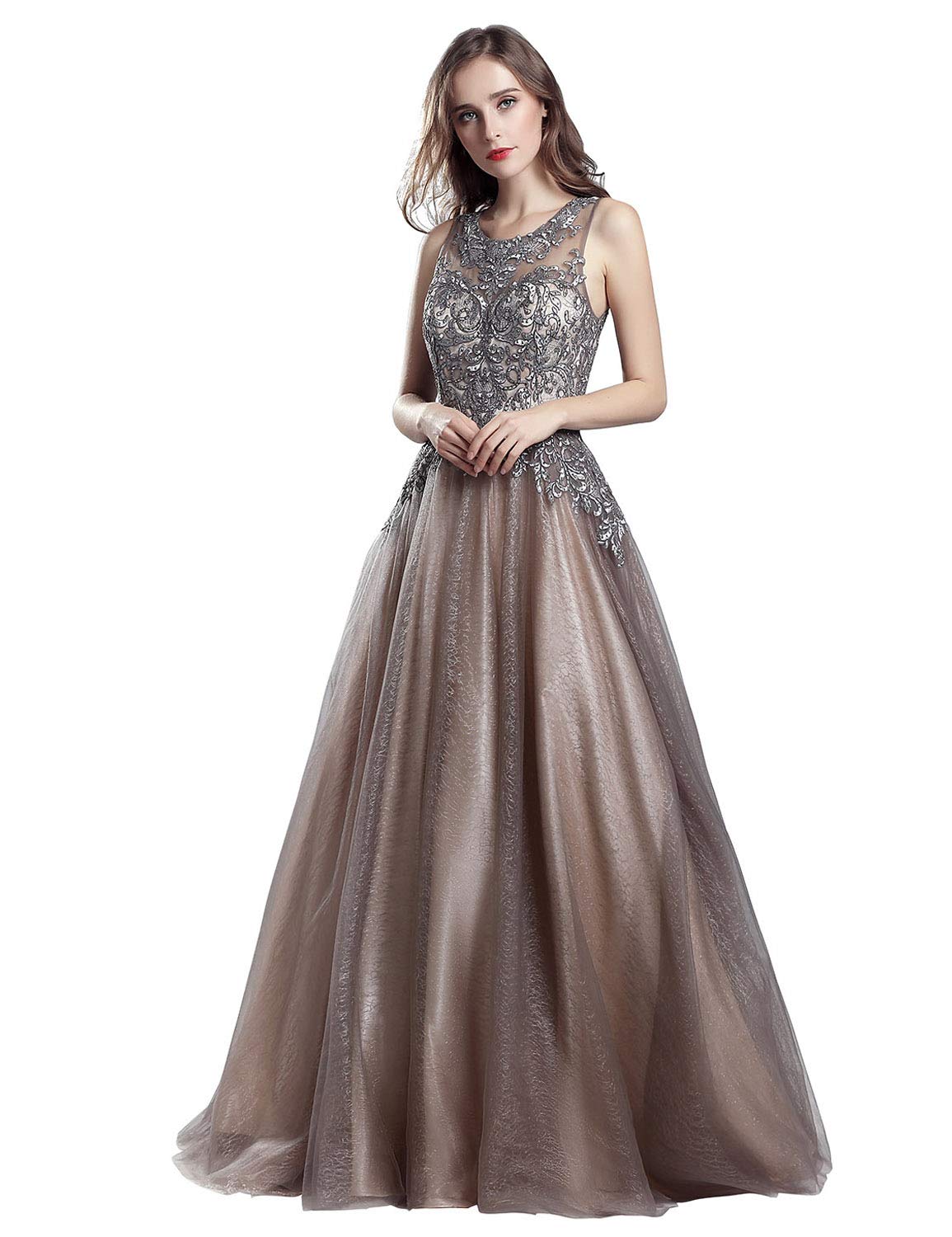 Sarahbridal Women's Long Beaded Pearl Prom Evening Dresses 2022 - Elegant Wedding Party Ball Gowns for Homecoming, Formal Events & Special Occasions