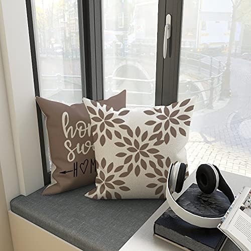 YCOLL 20x20 Inch Pillow Covers Set of 4 - Modern Linen Fabric Sofa Throw Pillow Cases for Couch, Bed, Car - Decorative Outdoor Home Decor - Khaki - Perfect for Living Room, Patio & Travel Accessories