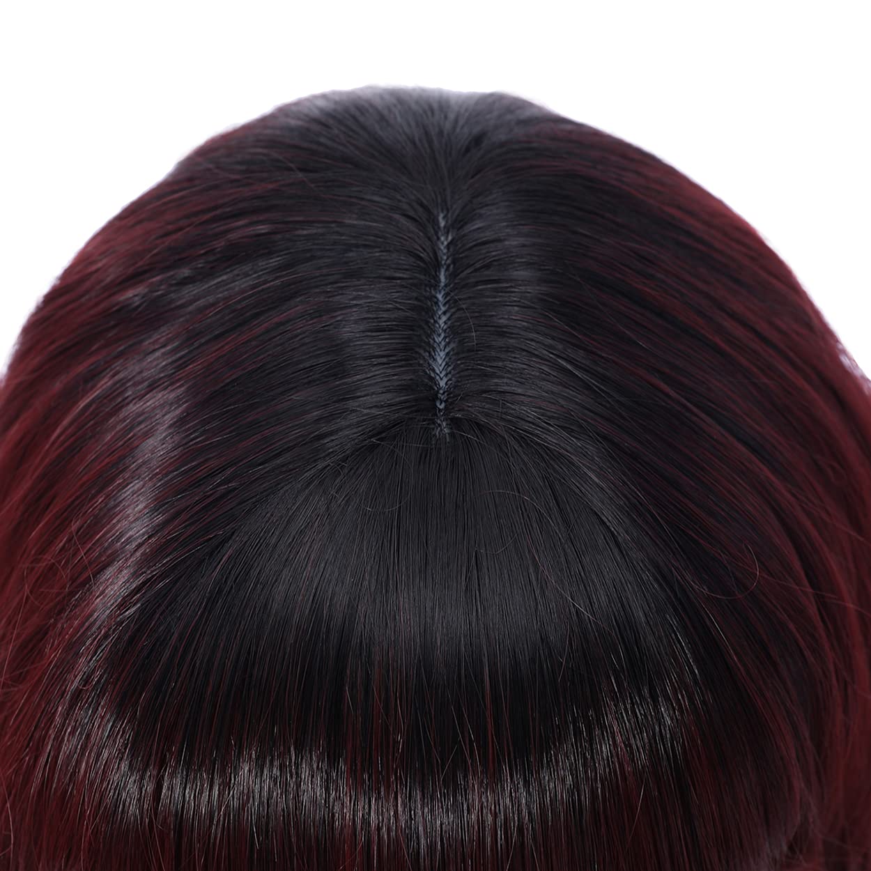 incohair 14 Inch Black to Wine Red Ombre Short Curly Bob Wig - 2 Tone Synthetic Hair for Cosplay, Parties & Daily Wear (Wig Cap Included) | Perfect for Halloween, Costume Events & Themed Parties