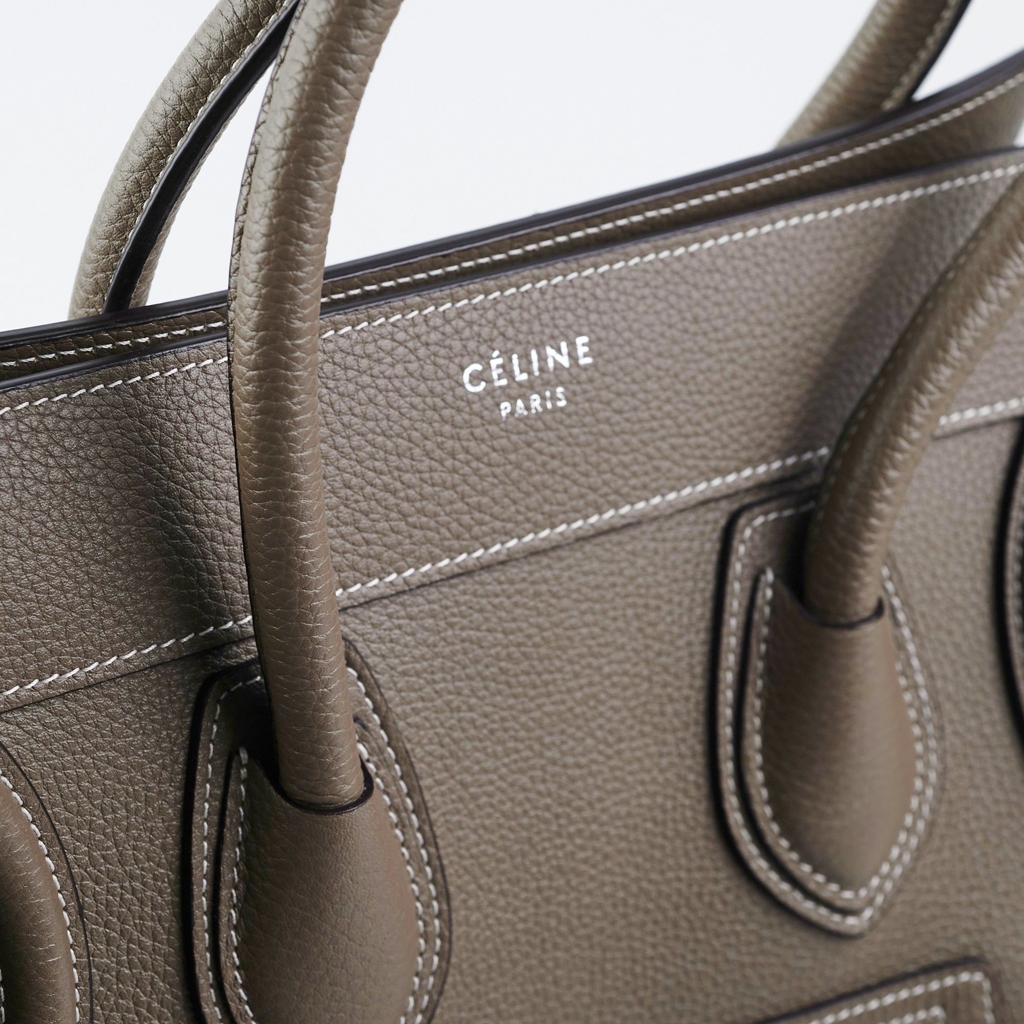 Celine Micro Luggage Bag in Soft Calfskin Leather - Souris Gray | Stylish Crossbody Purse for Women, Perfect for Work, Travel & Everyday Use
