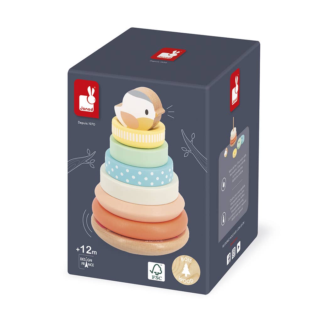 Wooden Bird Nest Stacking & Rocking Toy - Montessori Learning Toy for Toddlers - Perfect for Early Childhood Development & Sensory Play