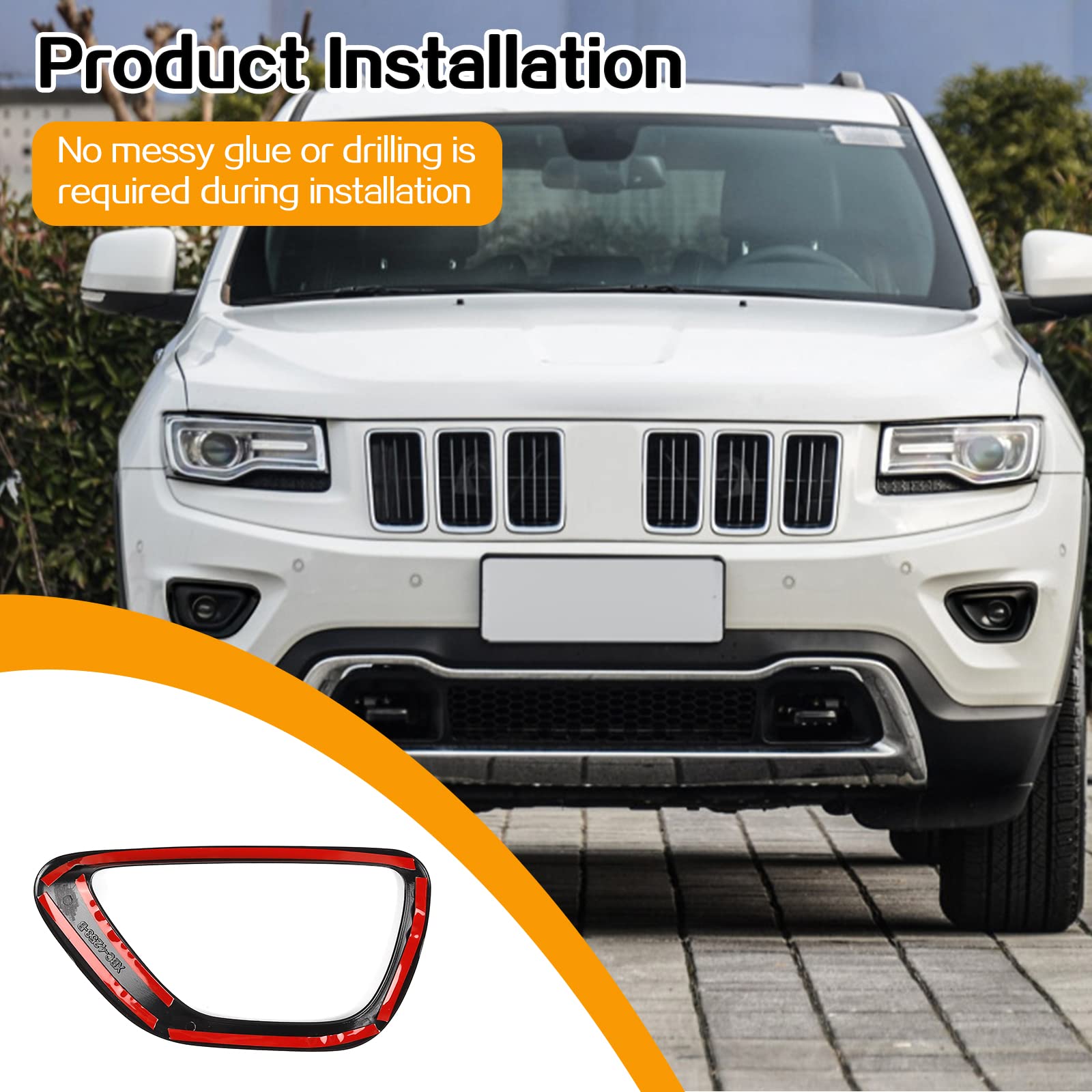 Hoolcar Front Fog Lights Cover Fog Lamp Frame Trim Replacement for 2014-2016 Jeep Grand Cherokee - Black | Durable Protection for Off-Road & Night Driving