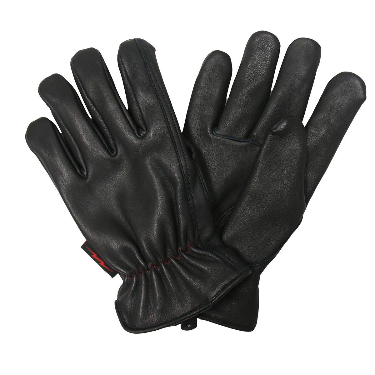 Hot Leathers GVD2004 Unisex Red & Black Flannel-Lined Deerskin Leather Gloves - Medium Size for Winter Outdoor Activities & Motorcycle Riding