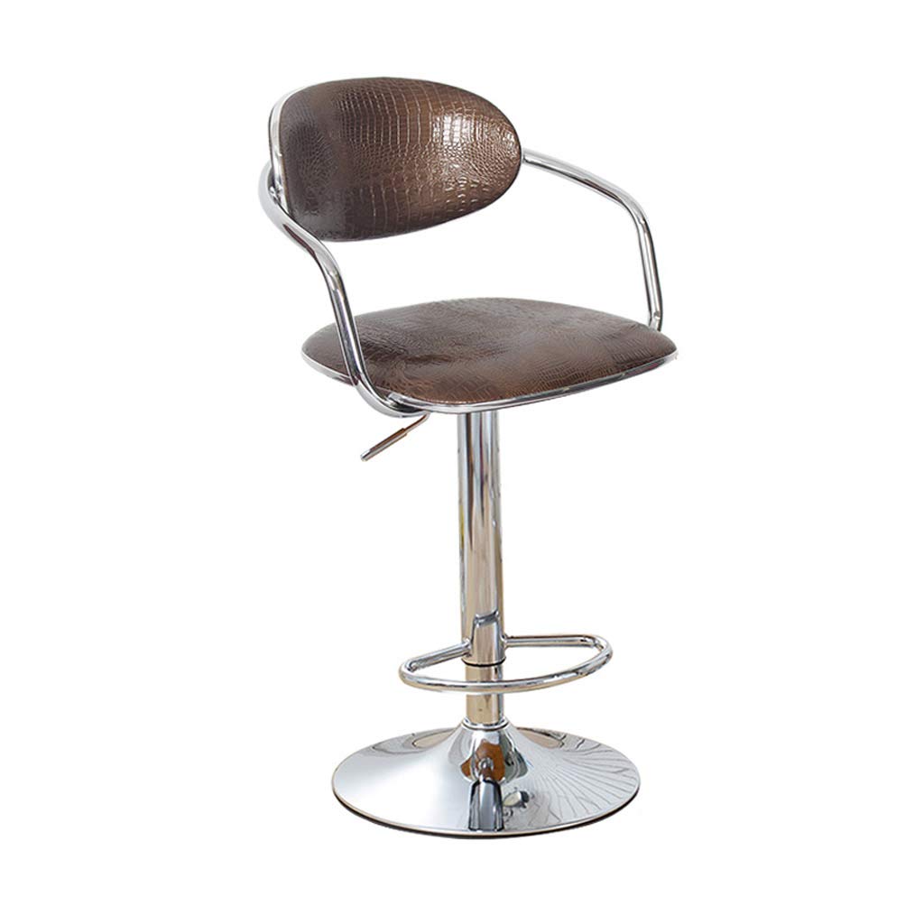Premium Adjustable Rotating Leather Bar Stool with Back Support & Footrest - 4 Colors (60-80cm Height) - Perfect for Home Kitchen, Breakfast Counter & Bar Decor (Brown)