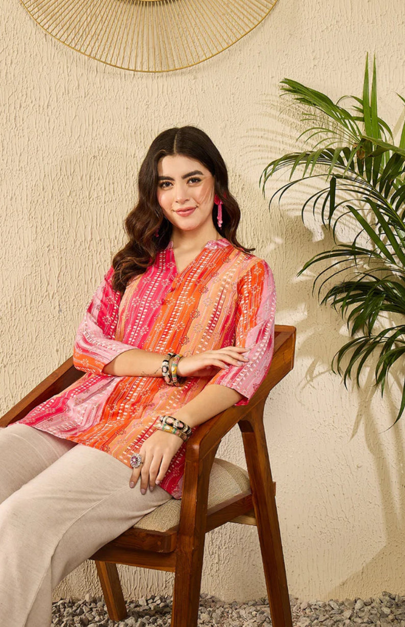 Stylish Orange Rayon Blend Floral Print Women's Casual Top - Perfect for Spring Outfits, Summer Dresses & Everyday Wear