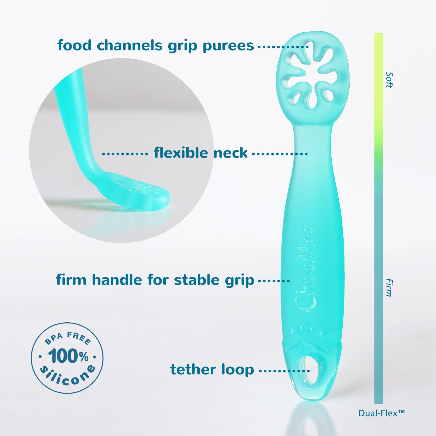 ChooMee FlexiDip Starter Spoons - Soft-Tip Baby & Toddler Self-Feeding Utensils for Purees & Solids - Perfect for First Foods, Weaning & Mess-Free Learning