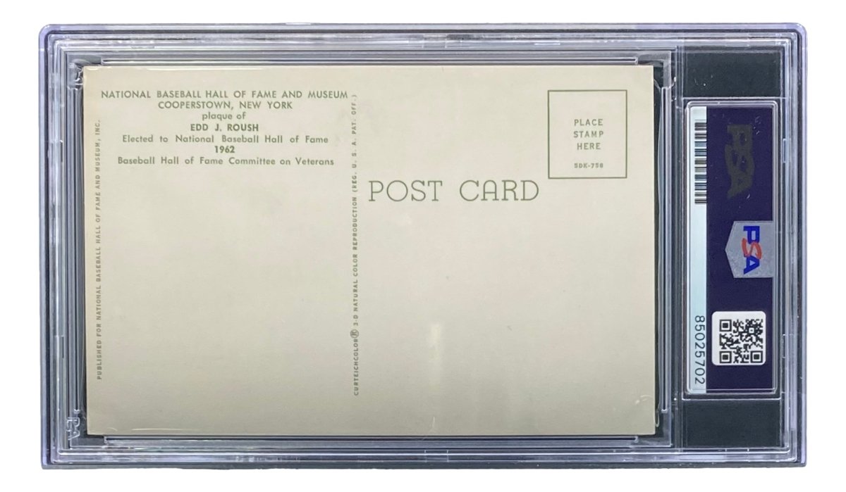Edd Roush Autographed 4x6 Chicago White Sox Hall of Fame Plaque Card with PSA/DNA Certification #85025702 - Perfect for Baseball Memorabilia Collectors and Sports Fans Display