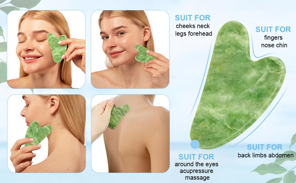 Premium Jade Roller & Gua Sha Set - Natural Facial Massage Tools for Glowing Skin | Rejuvenating Face Roller & Gua Sha Stone | Self Care Kit for Men & Women | Perfect for Relaxation, Lymphatic Drainage & Anti-Aging Skincare Routine