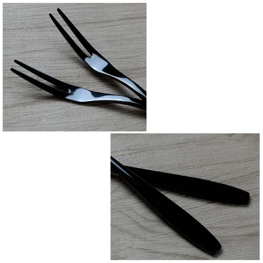 Wekioger 12-Piece Mini Cake Forks Set - Black Stainless Steel Dessert Forks for Cake, Fruit, Appetizers | Perfect for Parties, Weddings, Tea Time & Home Dining
