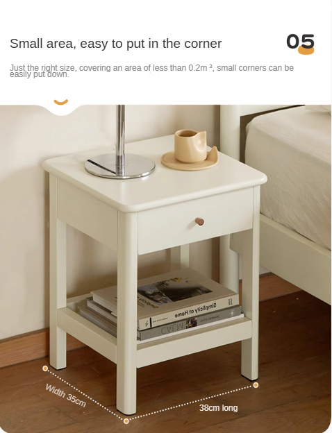 Solid Pine Wood Single Drawer Nightstand - Sturdy Bedside Table for Bedroom, Living Room, or Office - Perfect for Storage & Decor