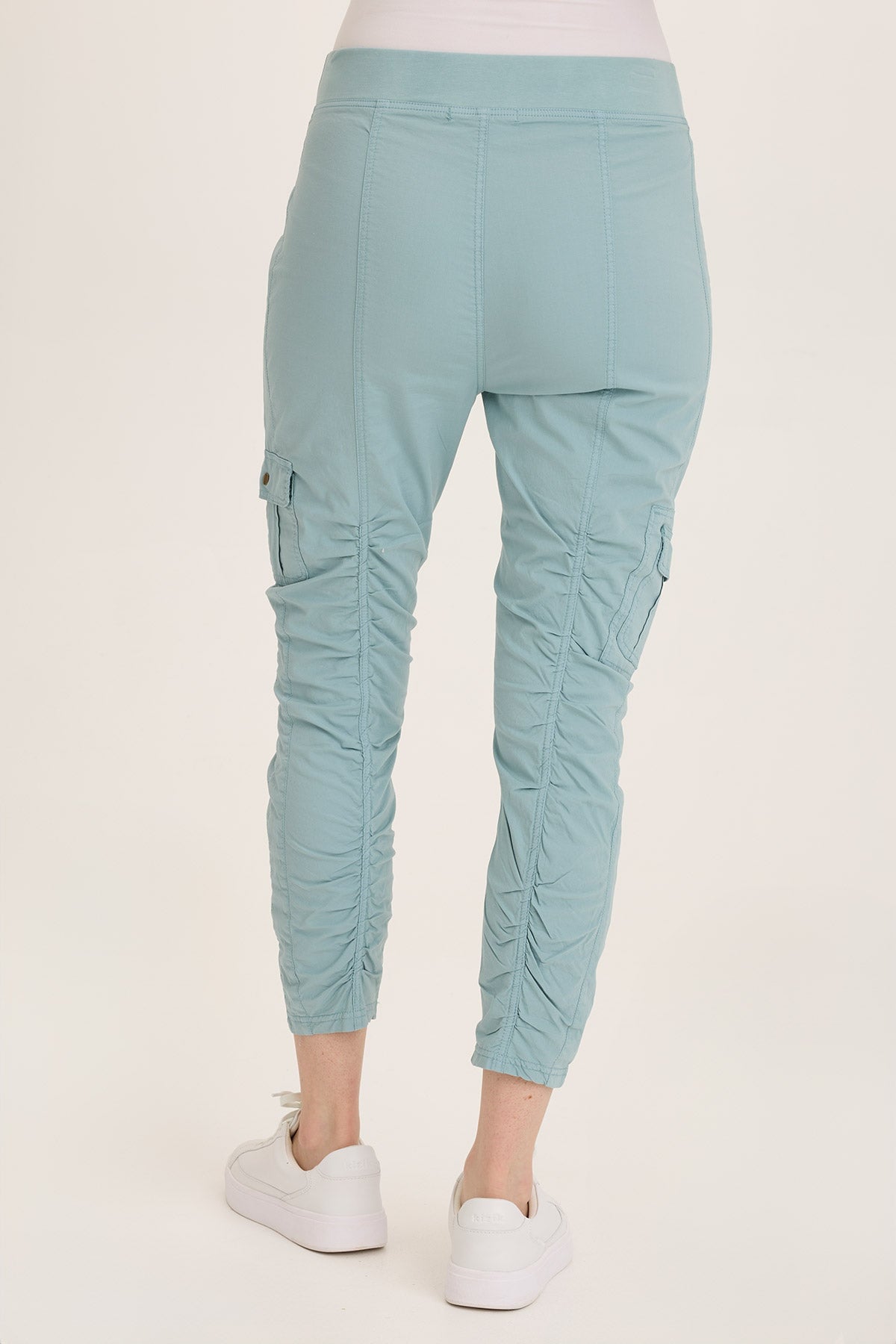 Tilton Stretch Poplin Ruched Skinny Pants for Women - High Waisted Slim Fit Trousers with Elastic Waistband | Perfect for Office, Business Casual & Everyday Wear