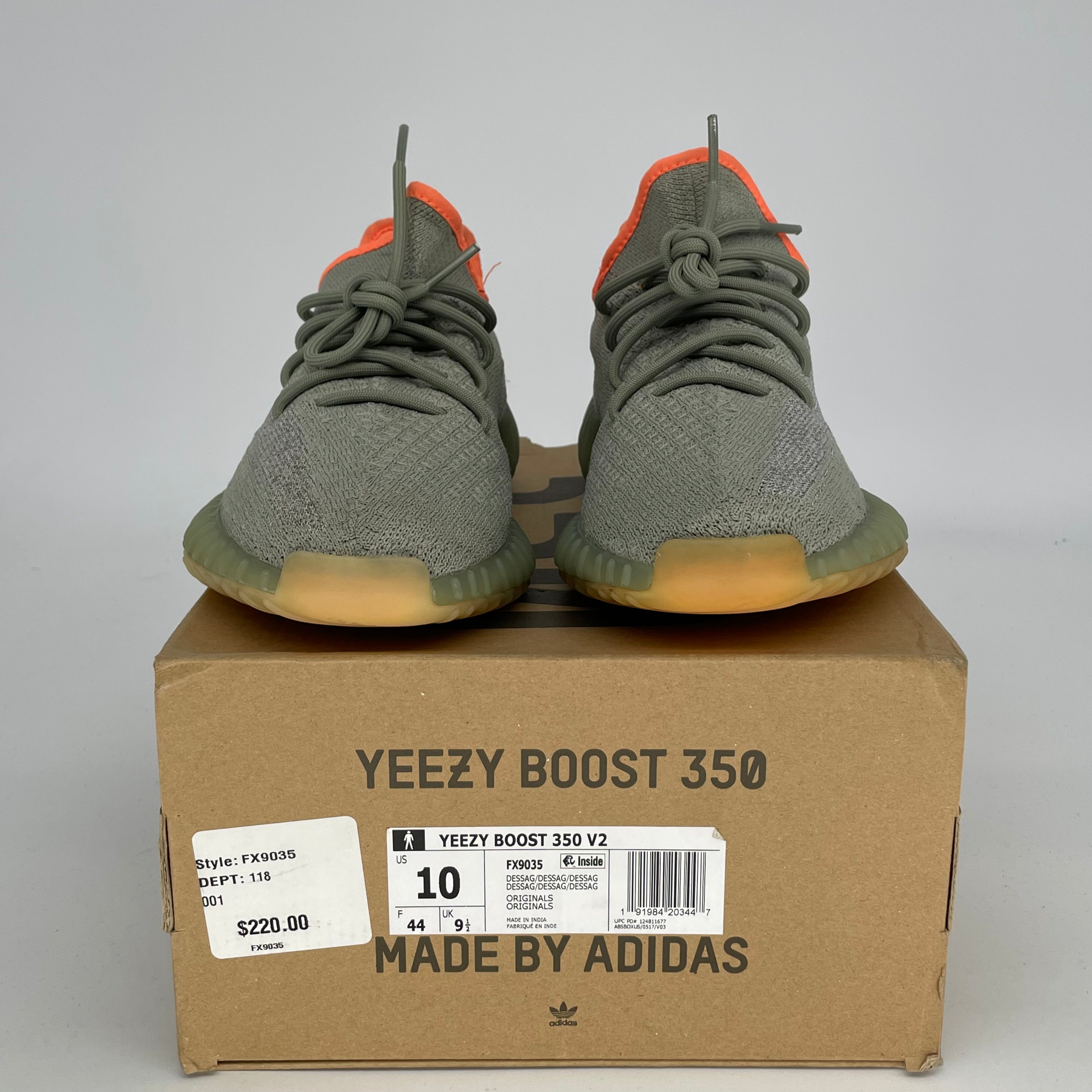 Adidas Yeezy Boost 350 V2 Desert Sage - Men's Size 10/Women's 11.5 - FX9035 - Running Shoes for Jogging & Casual Wear