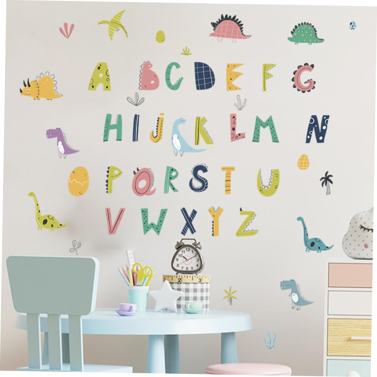 Wakauto 4 Sheets Alphabet Letter Stickers - Animal Themed Wall Decals for Kids Room, Nursery & Classroom Decor - Durable PVC Children's Wall Stickers for Learning & Play