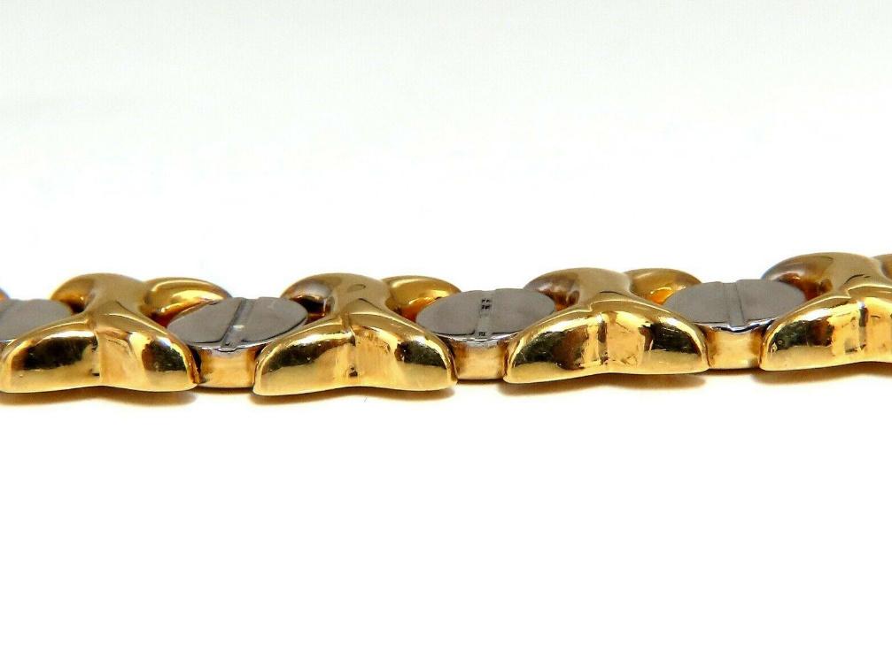 14K Gold Italian X Screw Link Bracelet - Two Tone Jewelry for Women, Elegant Chain Bracelet for Daily Wear & Special Occasions