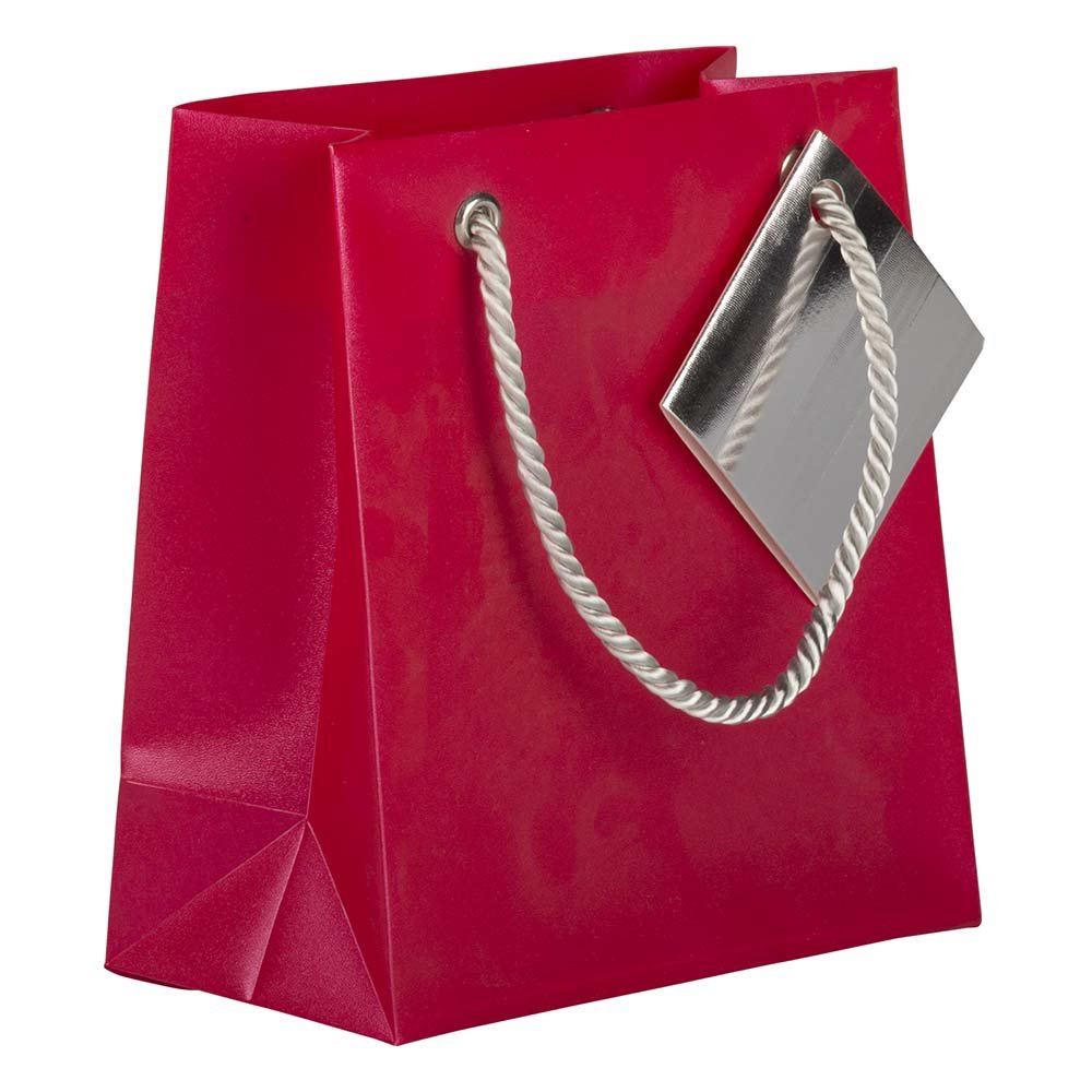 Mini Red Opaque Shopping Bags 5.75x5.75x2.5 - Party Favors & Gifts