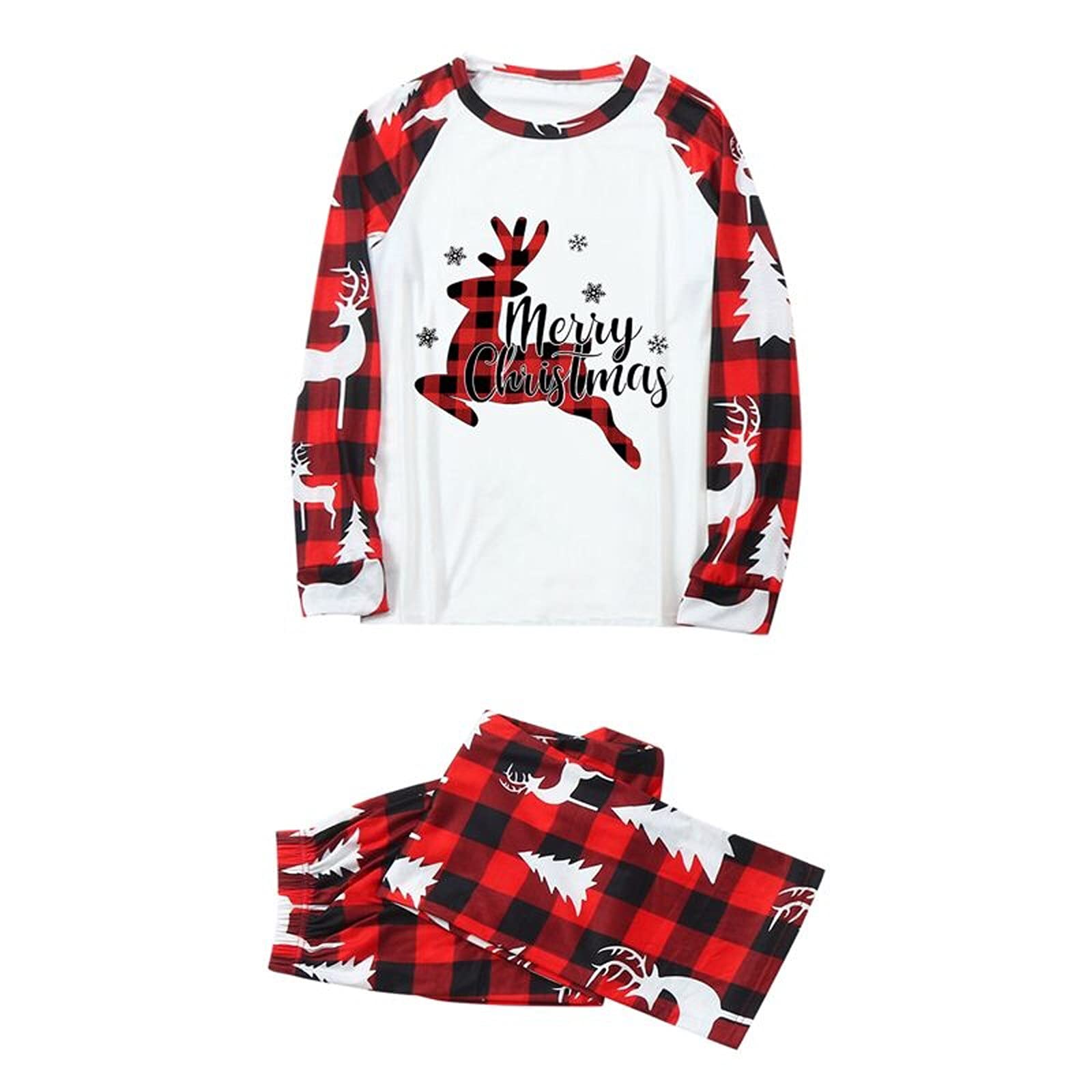 **Christmas Family Matching Pajama Sets 2024 - Cozy Holiday Loungewear for Women & Kids - Long Sleeve Printed PJS for Family Photos & Christmas Morning**