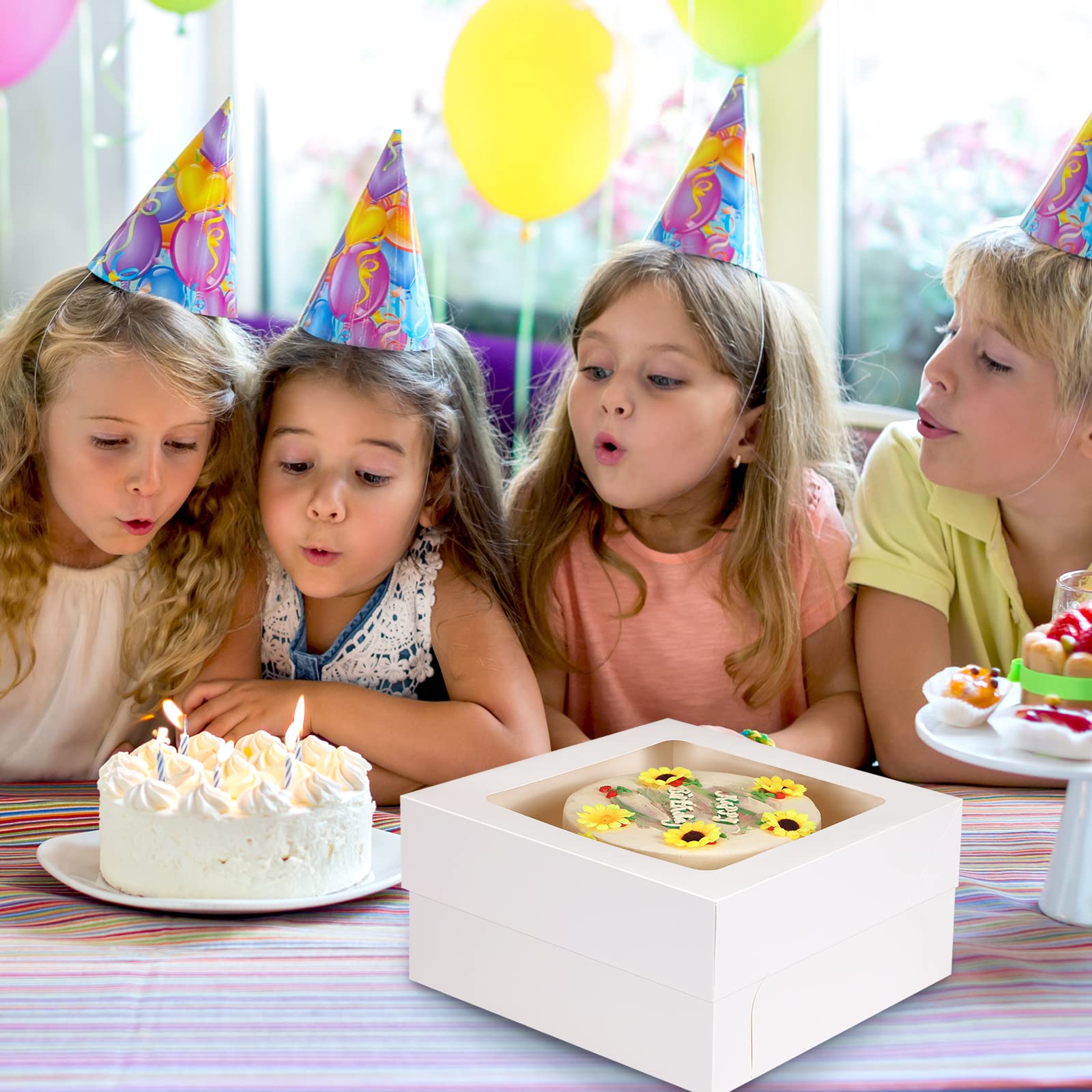 Moretoes 30-Pack 12x12x6 Inch Square Bakery Boxes with Clear Window - Perfect for Valentine's Day, Mother's Day, Birthday Party, Wedding, Easter - Great for Pastries, Chocolates, Cookies, Pies & Cakes - Durable Cake Packaging Boxes for Gifting & Dessert Display