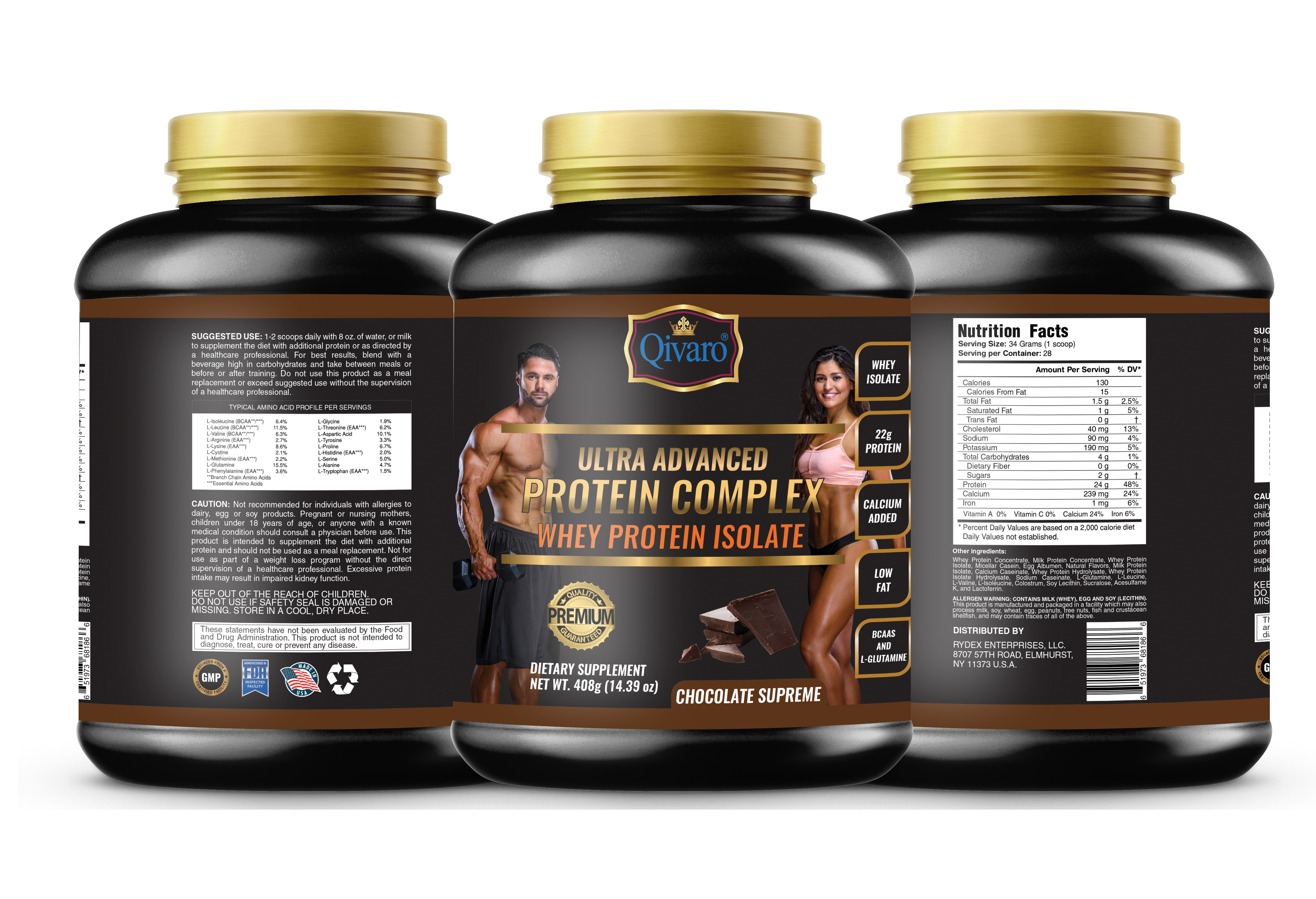 QPC02A Ultra Advanced Whey Protein Isolate Powder - Chocolate Flavor 408g - Post Workout Recovery & Muscle Building Supplement for Athletes & Fitness Enthusiasts