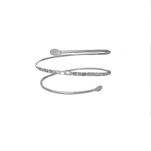 Minimalist Metal Punk Spiral Coil Arm Cuff Bracelet - Adjustable Hammered Wrap Armband Bangle for Women | Gothic Jewelry, Festival Accessory, Boho Armlet for Concerts & Fashion